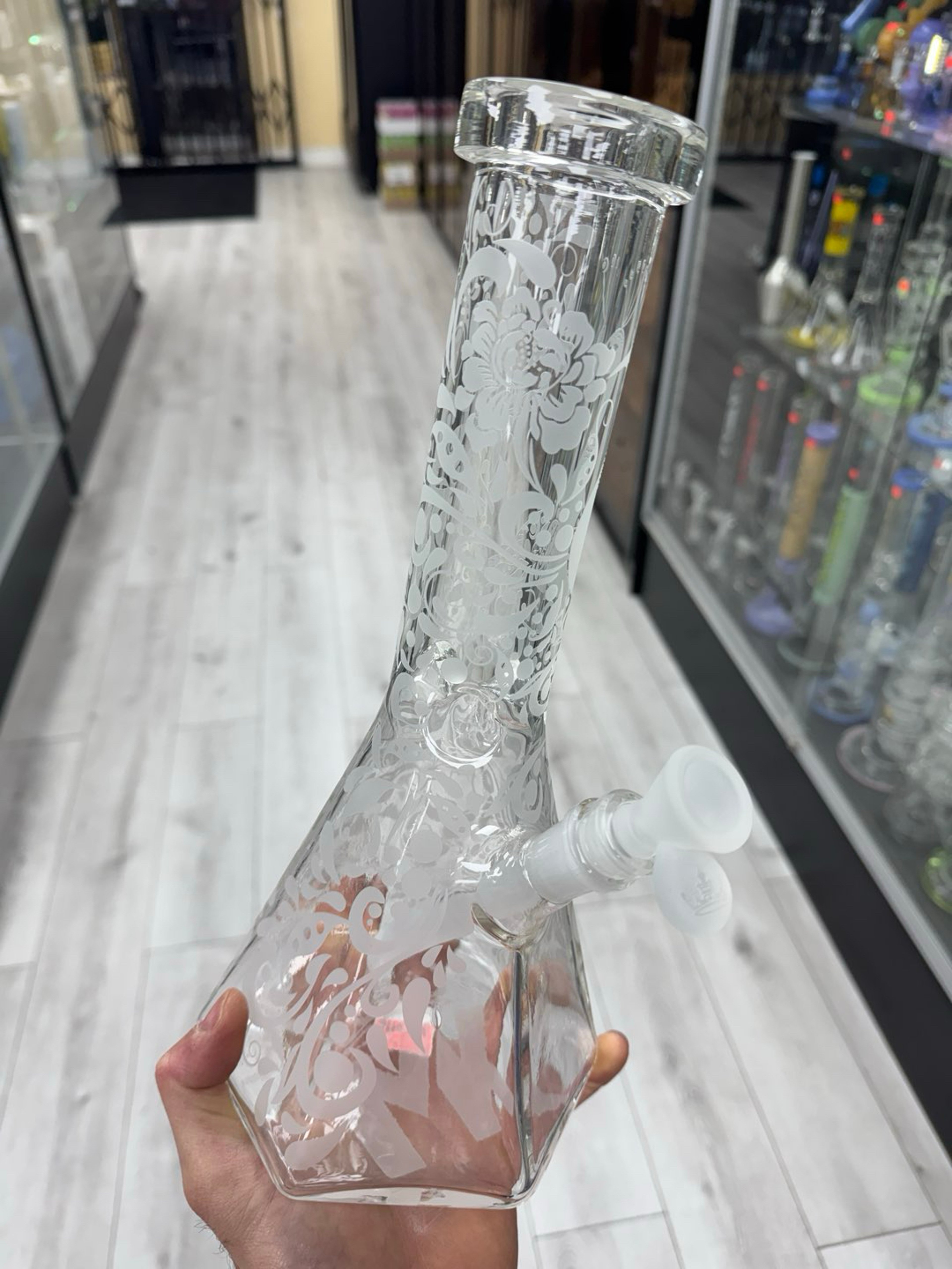 Mk glass sand blasted beaker 12” image 0