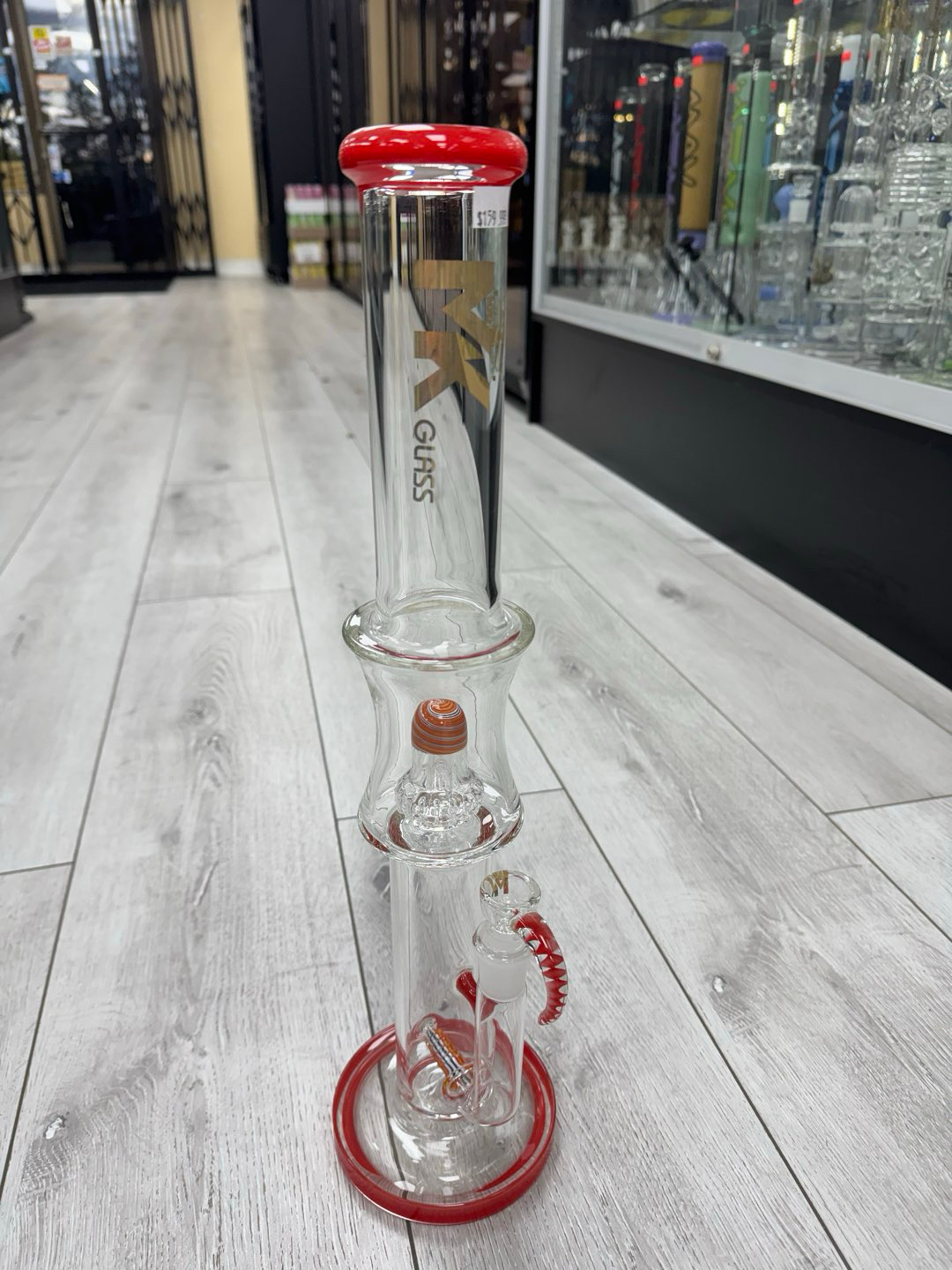 Mk glass double perc 18” tube red image 0