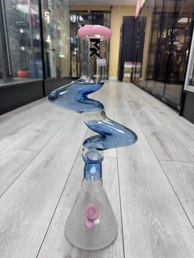 Preview pic of Mk glass zong beaker 20” blue / pink