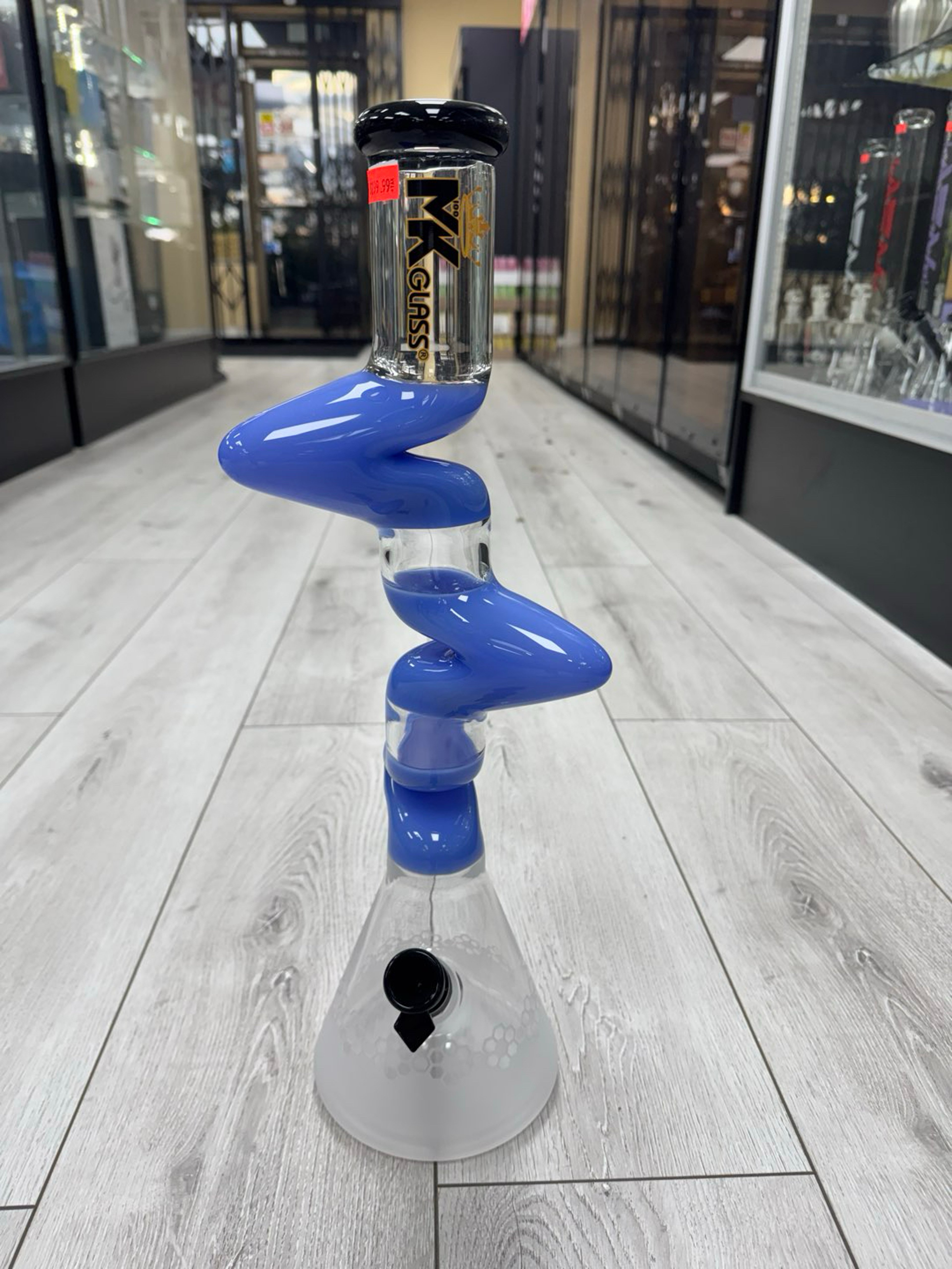 Mk glass zong beaker 20” blue / black image 0