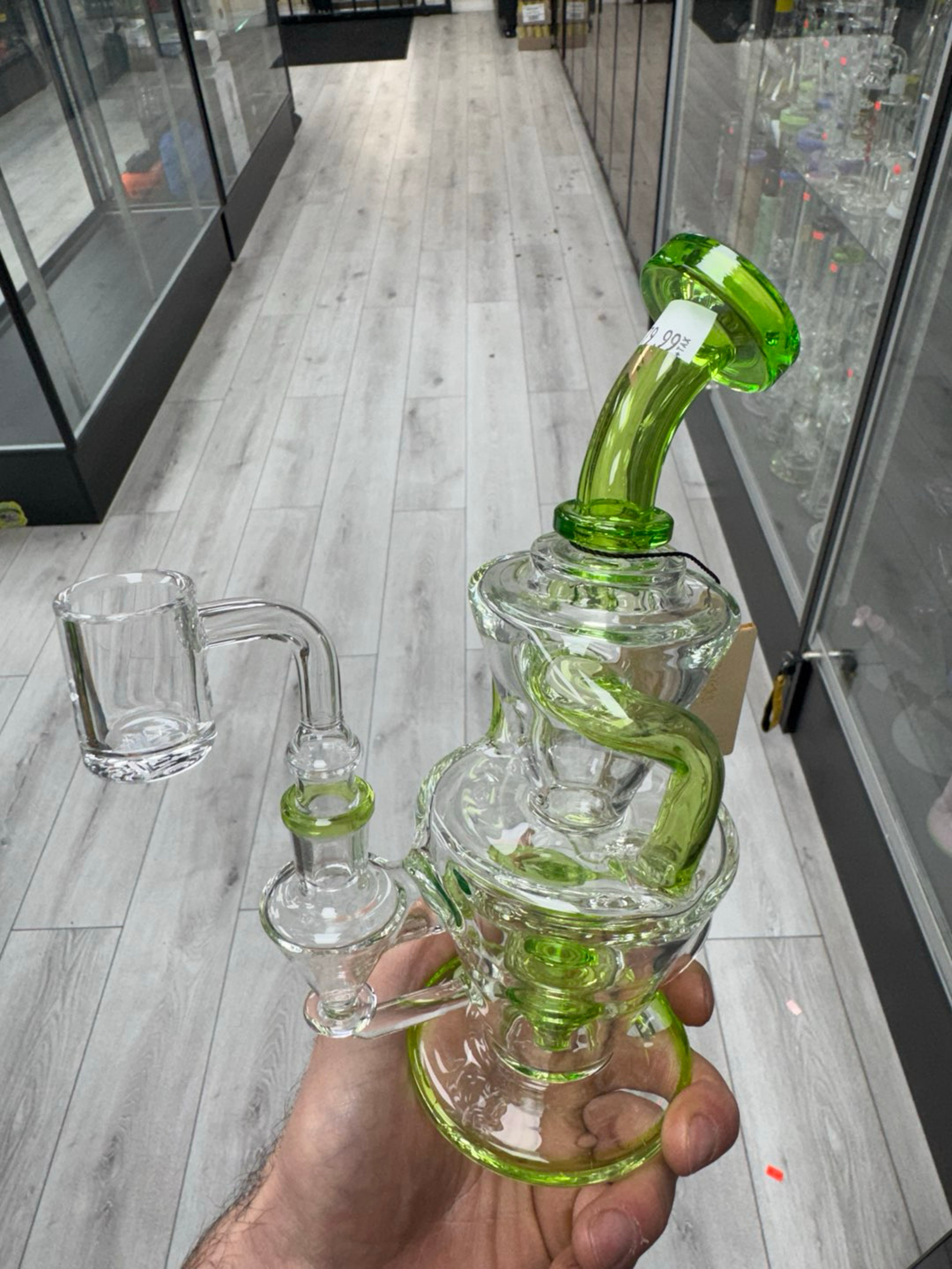 Mk glass dual uptake recycler green image 0