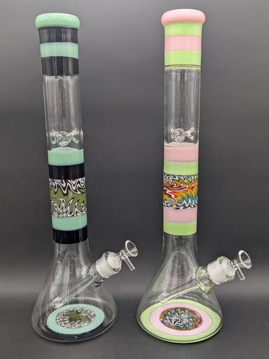 Preview pic of 18" BEAKER BONG WITH MULTI WORKED SECTIONS