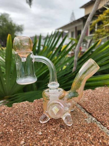 Preview pic of HMK glass Fumed Banger Hanger with HUGE Opal, Matching Bubble 🫧 Cap and 14mm Banger