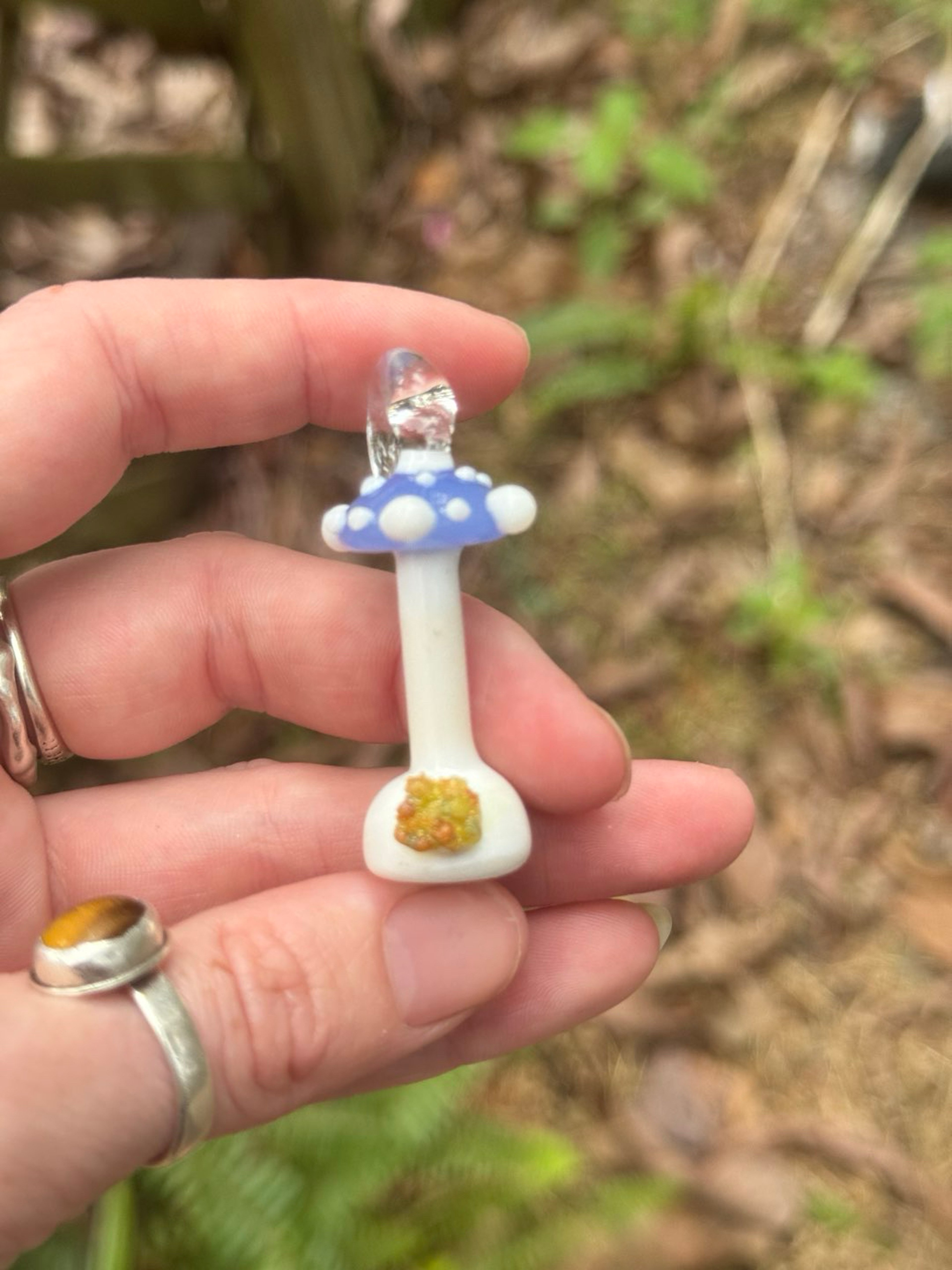 Blue mushroom bong pendant image 0
