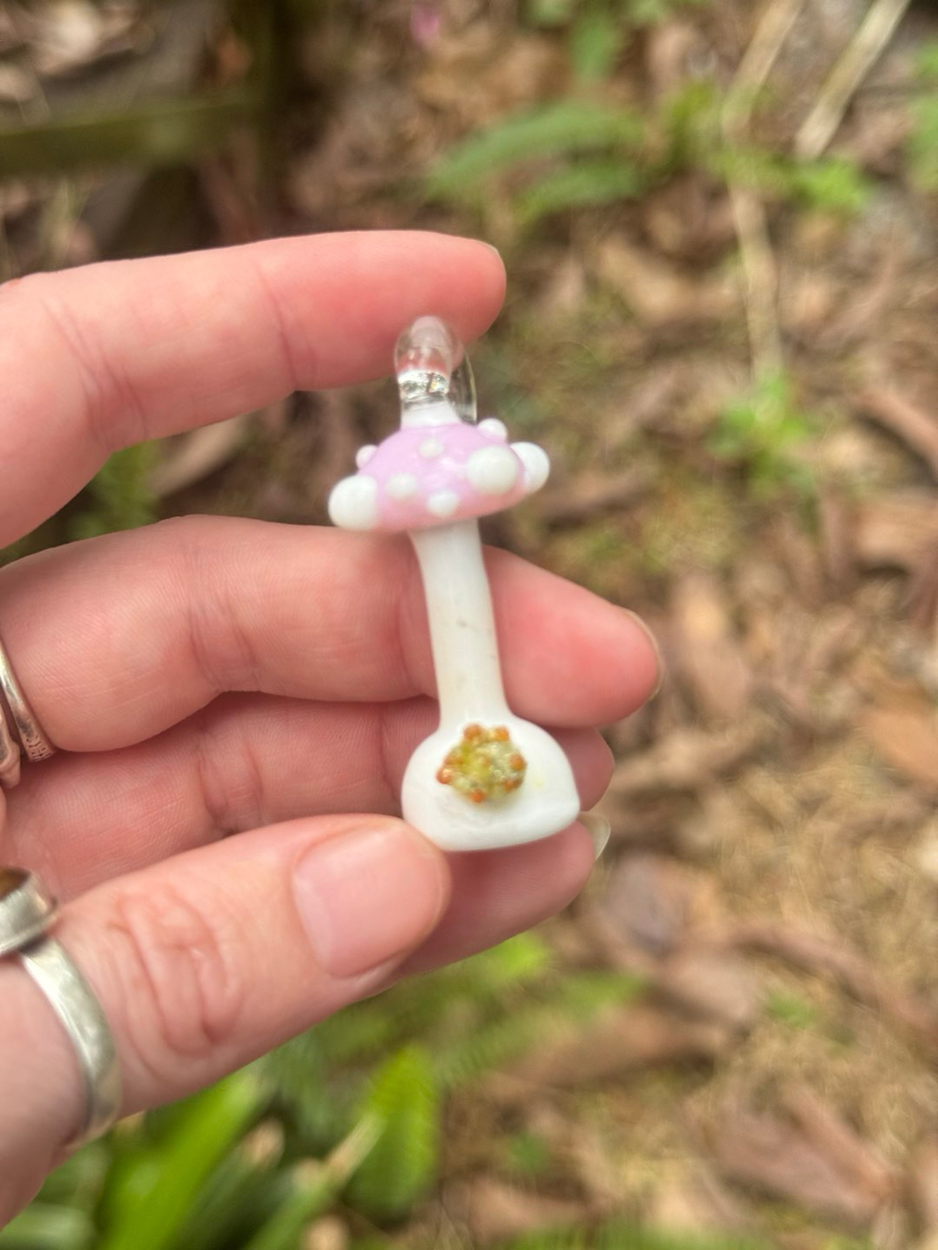Pink mushroom bong pendant image 0
