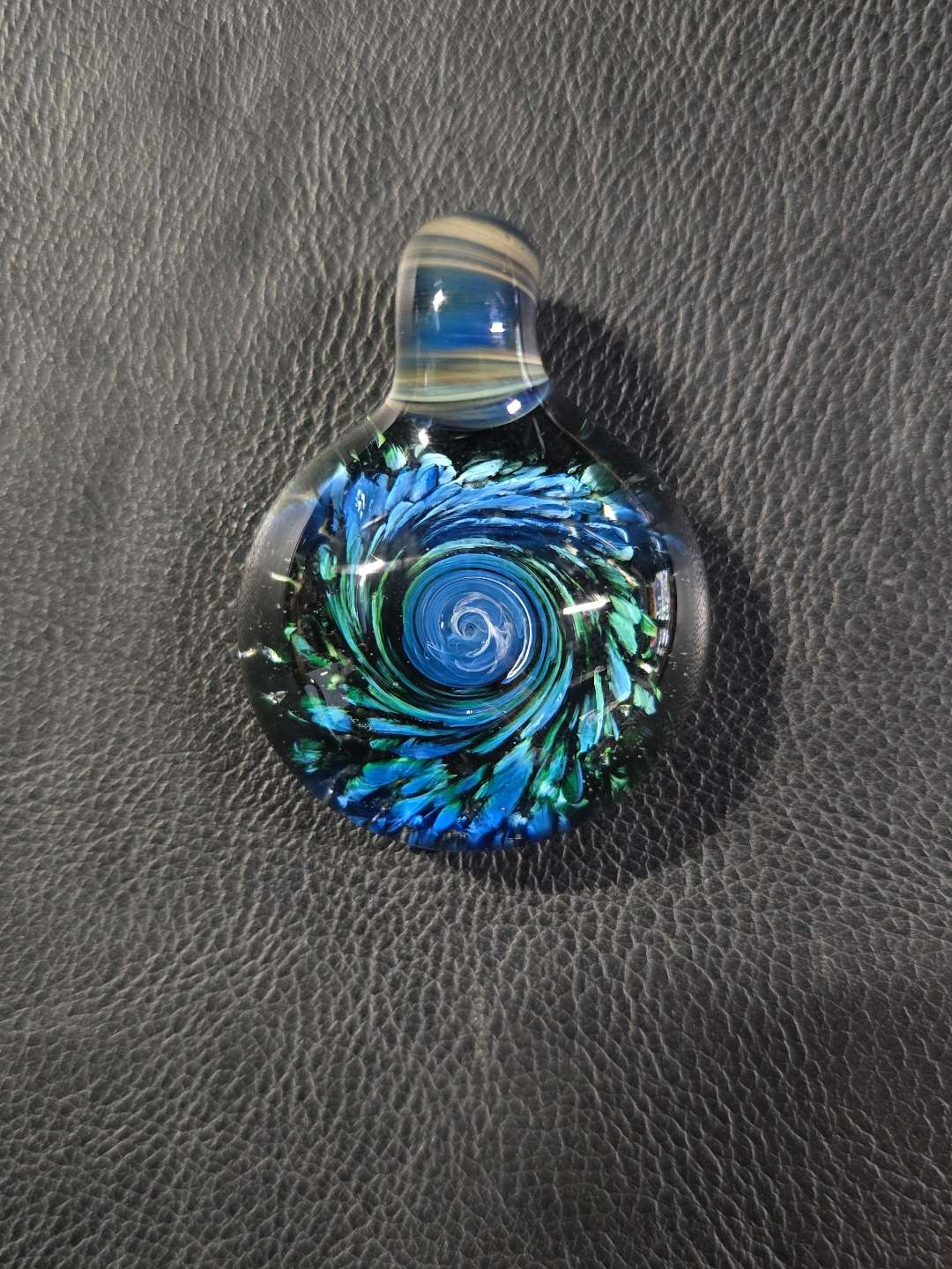 Experimental Green Frit Pendant UV image 0