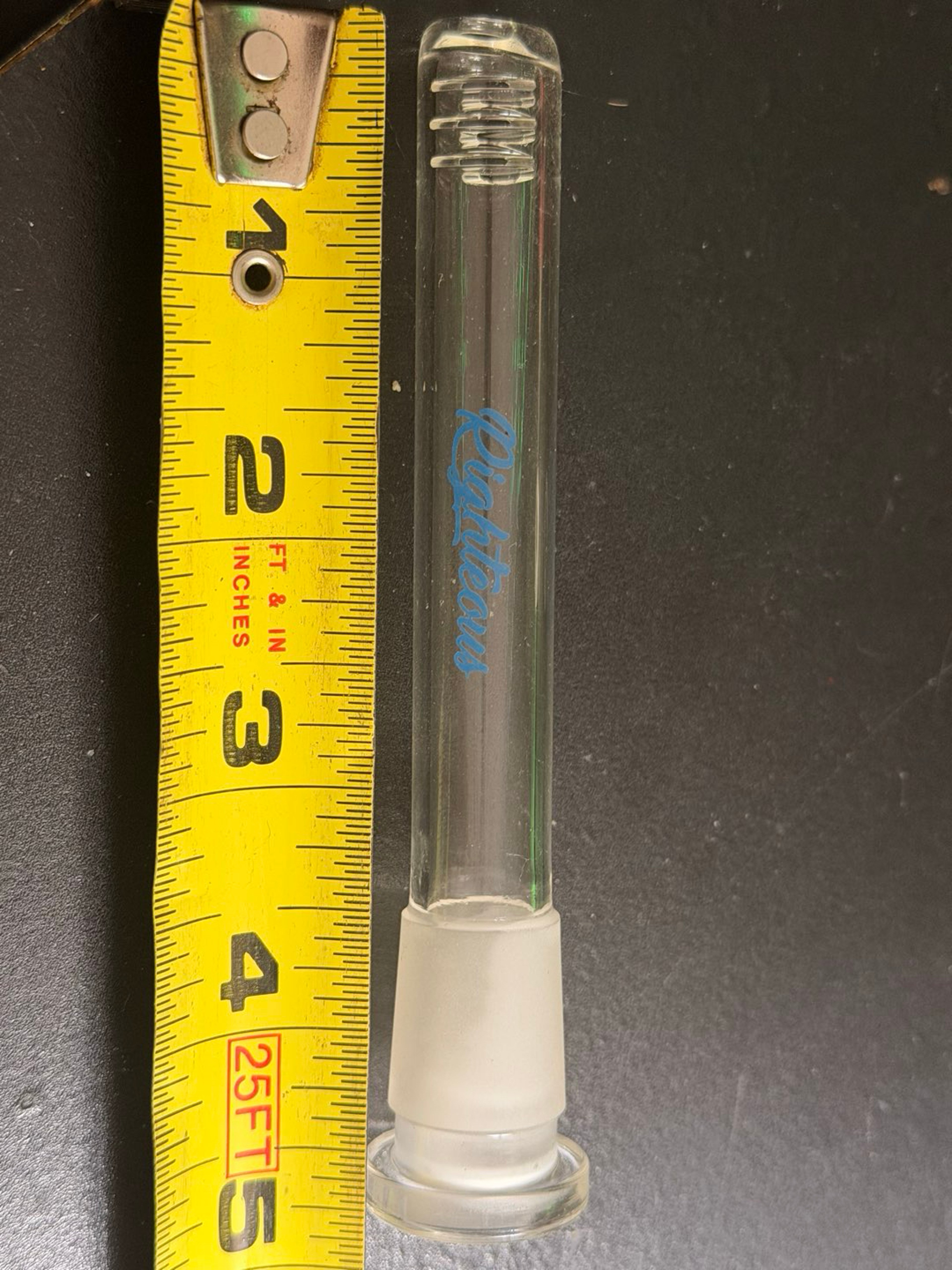 Preview pic of Righteous Glass Downstem with Percolator – Approx. 4.5”