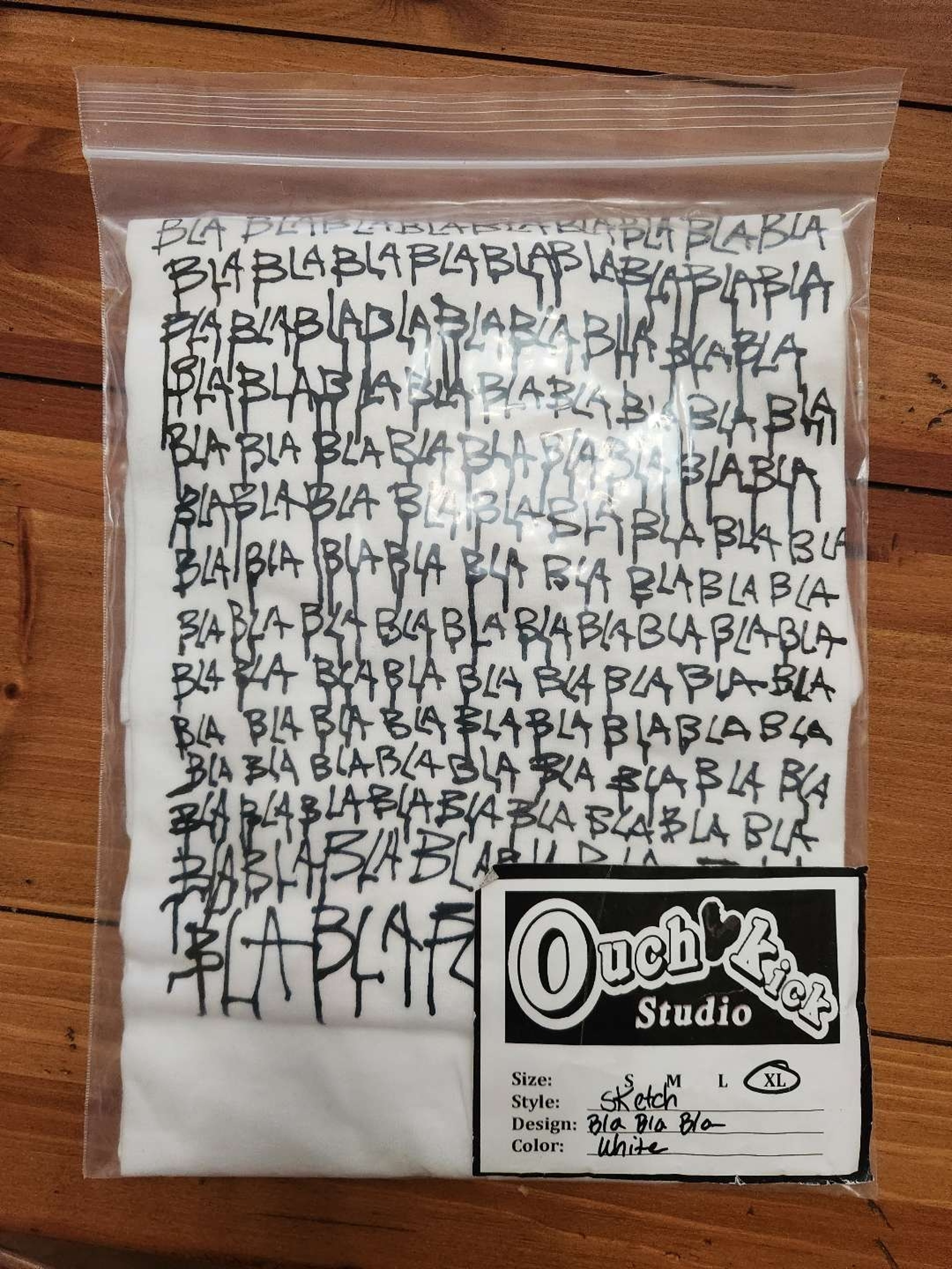 Preview pic of Ouchkick ZP Sketch Bla Bla Bla T-shirt XL White