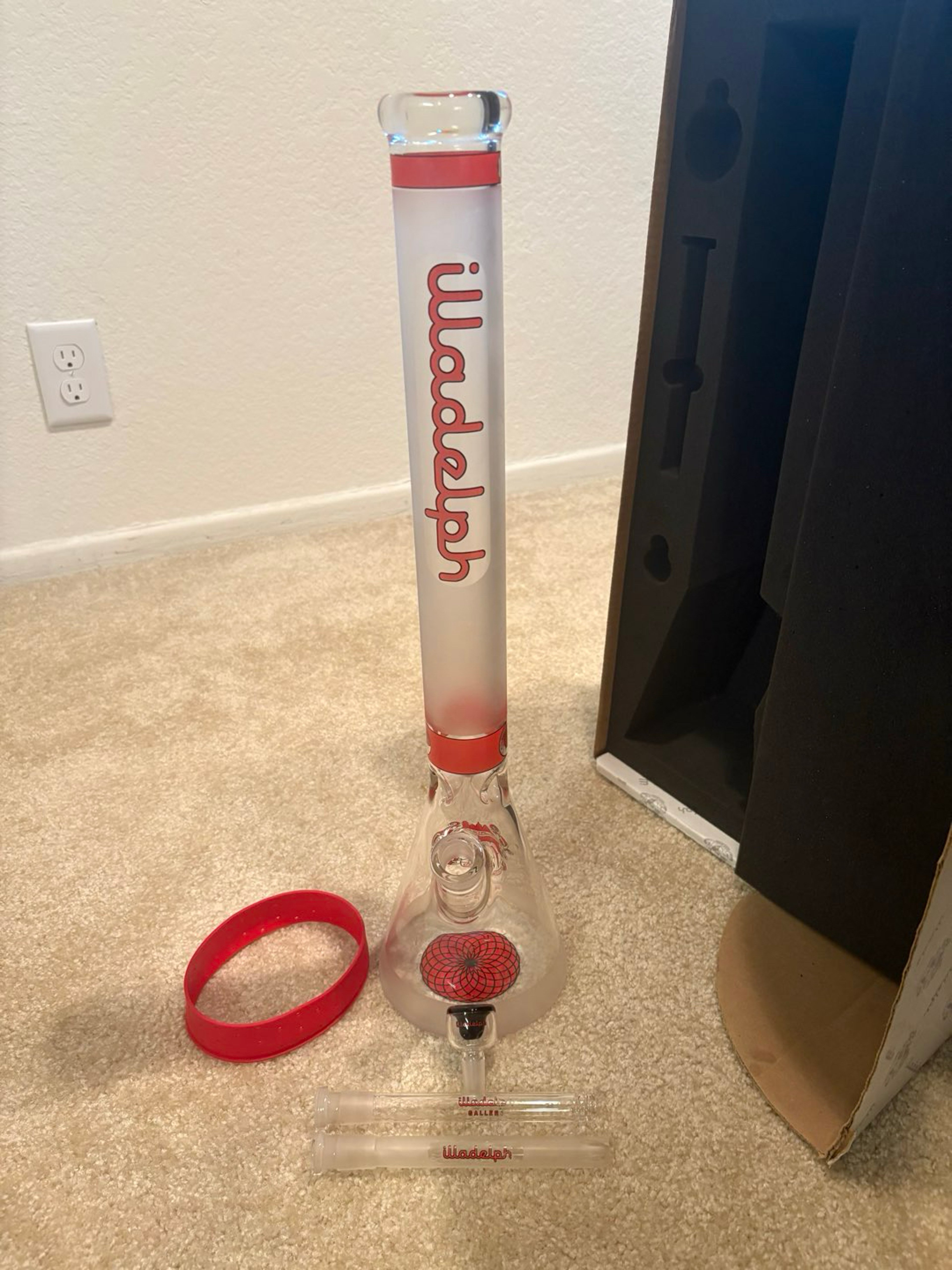 Preview pic of Illadelph Tall (21”) Frosted Red Beaker w/ Matching Set