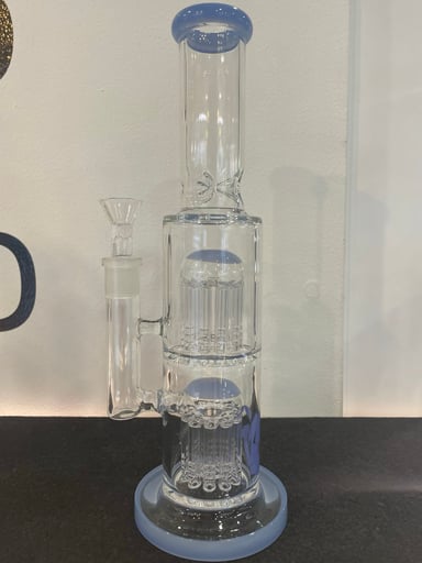 Preview pic of Double Perc Straight Waterpipe Blue