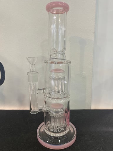 Preview pic of Double Perc Straight Waterpipe Pink
