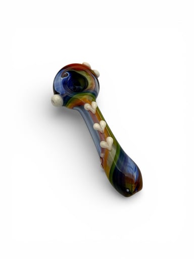 Preview pic of 4.5” Rainbow Glass pipe with white hearts