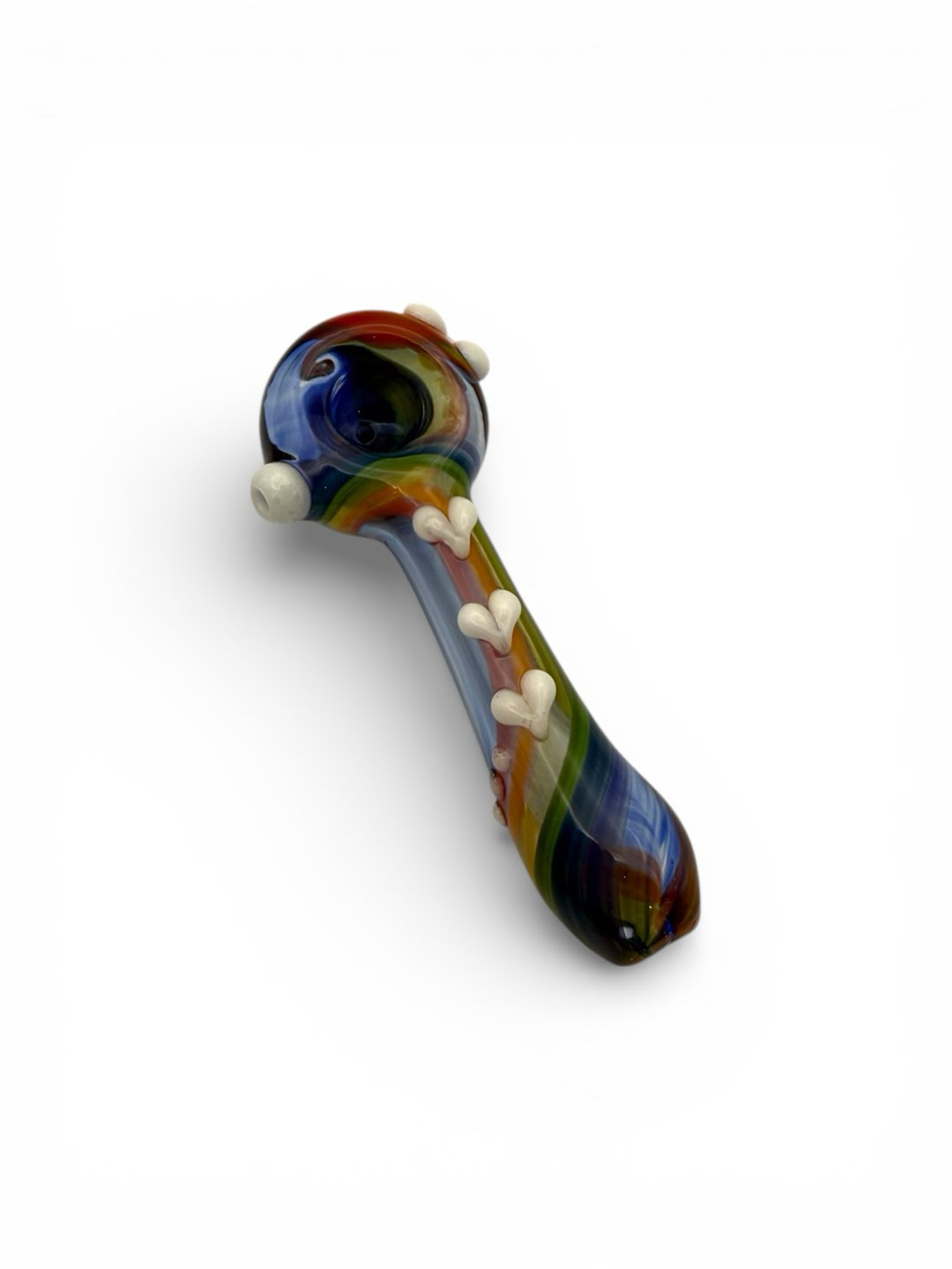 4.5” Rainbow Glass pipe with white hearts image 0