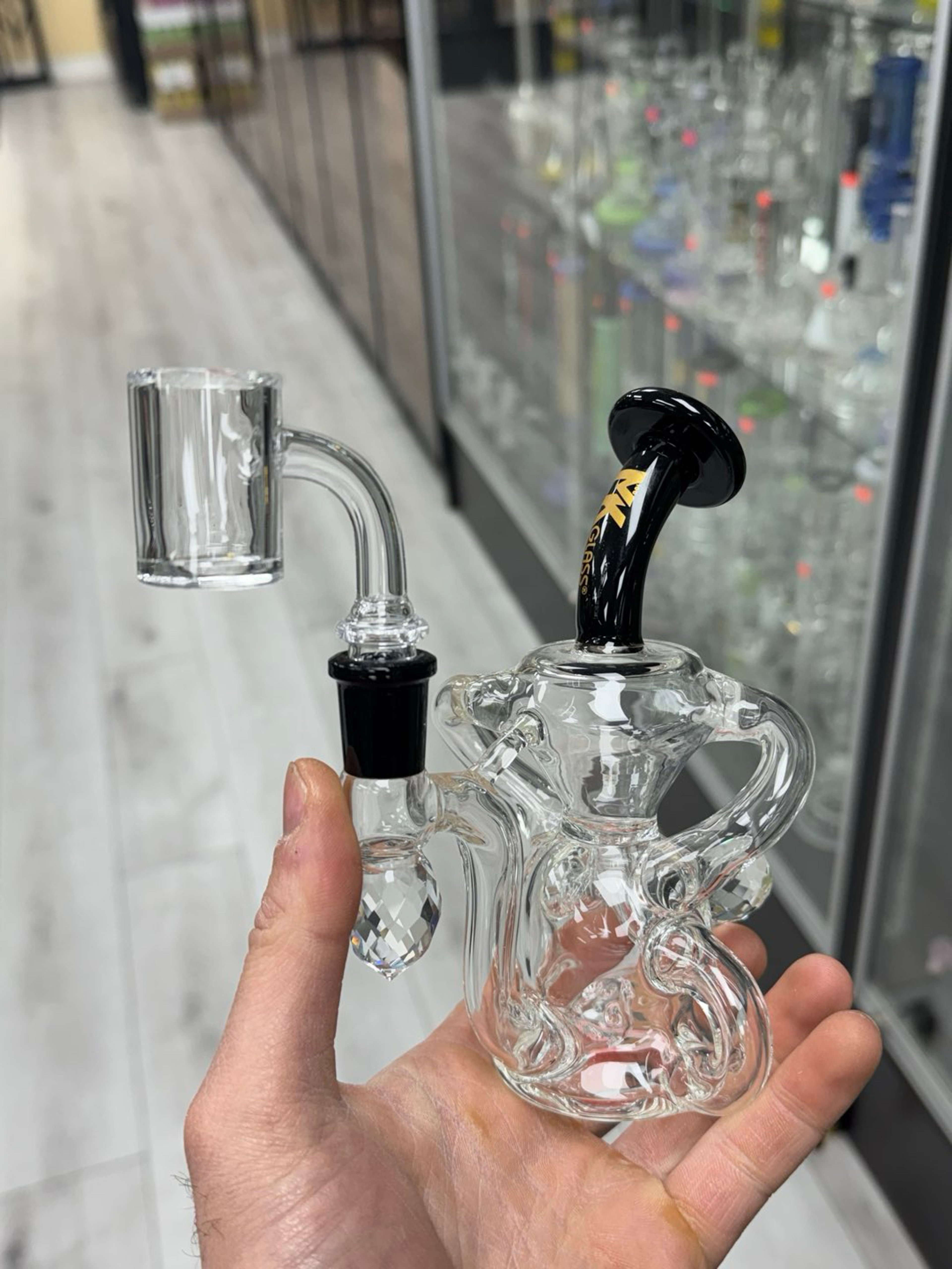 Mk glass diamond dual uptake recycler black image 0