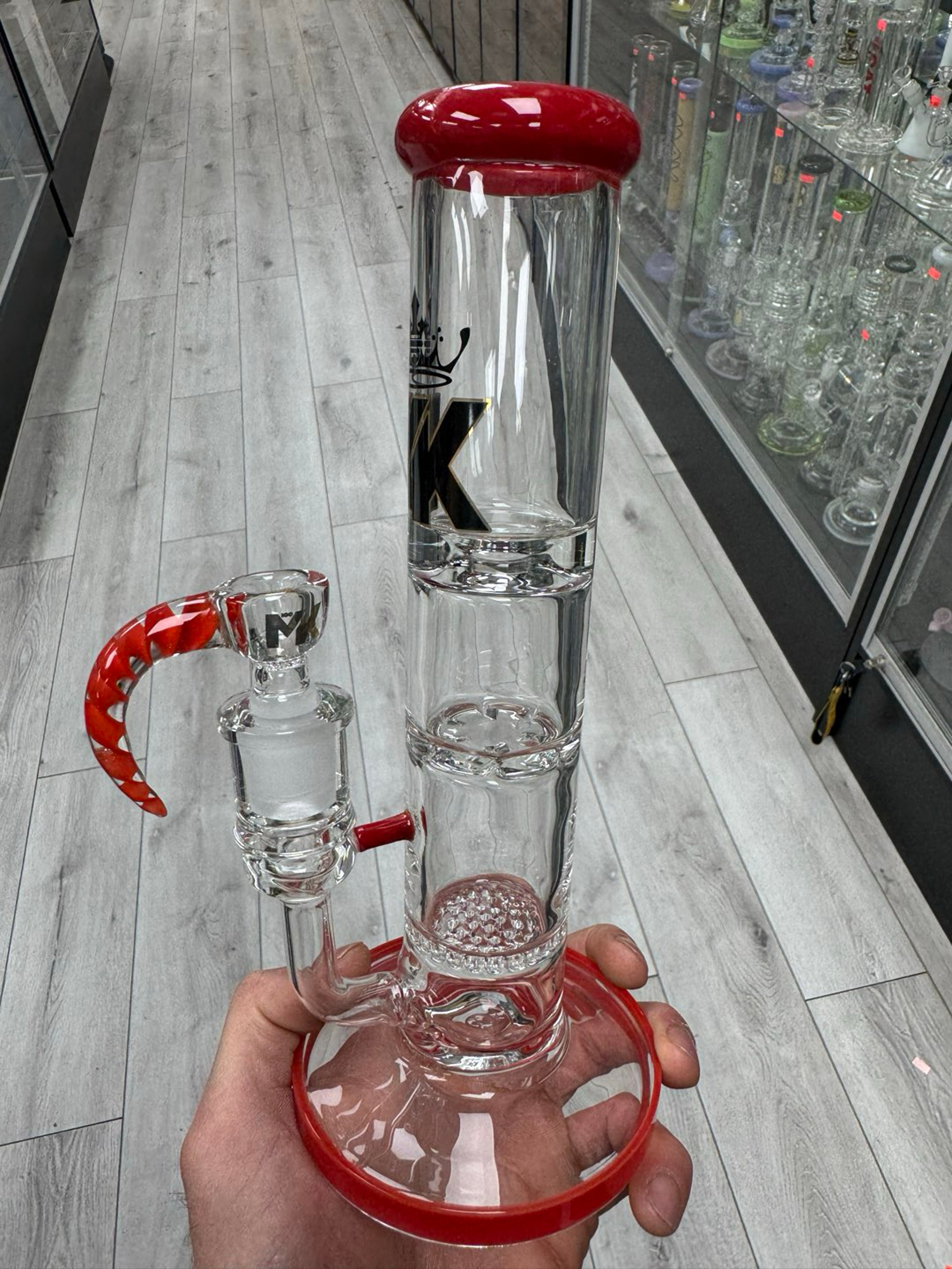 Mk glass 10” double perc tube red image 0
