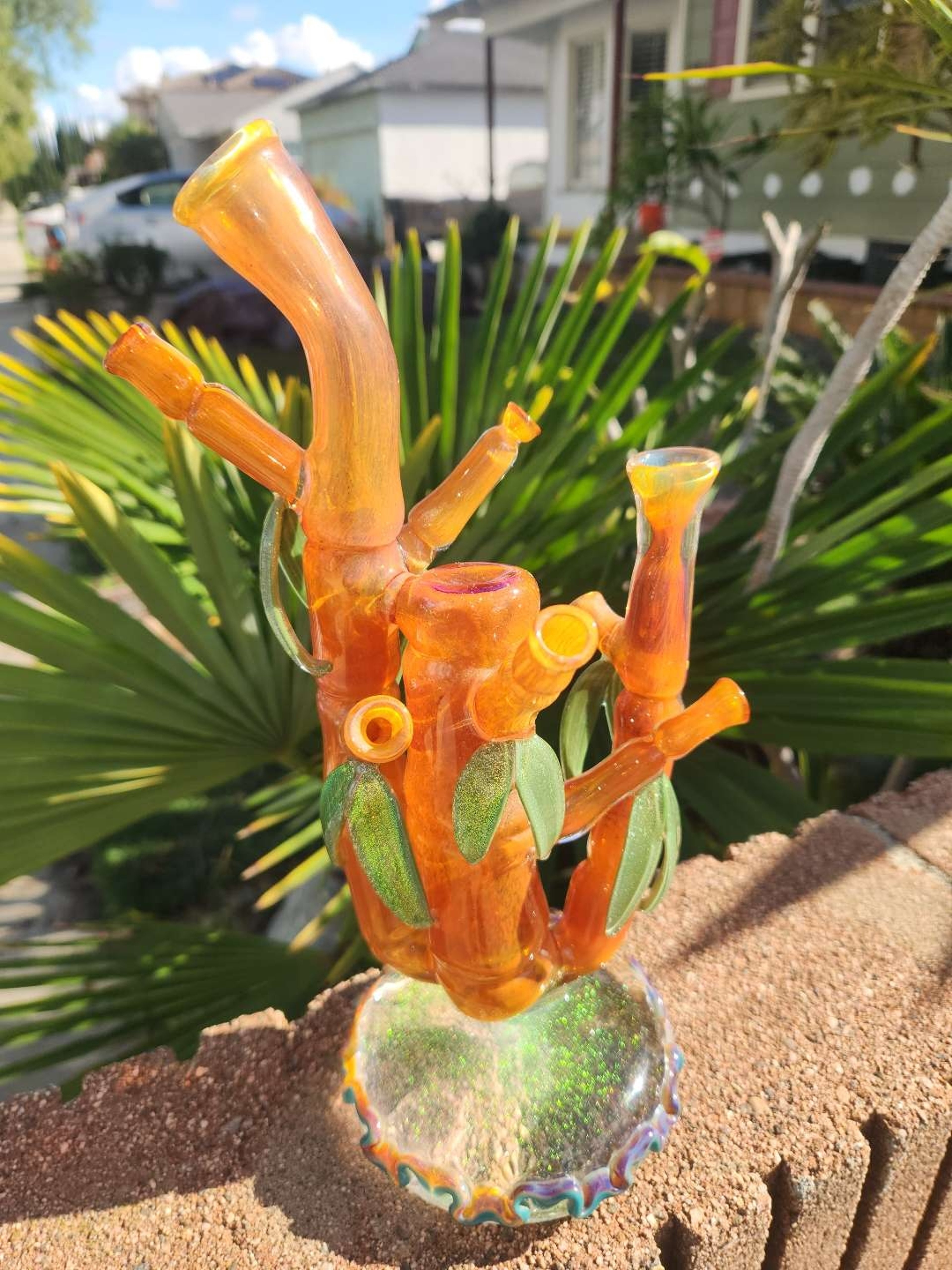 Preview pic of Darby Holms Heady Bamboo Tree Stemless Bubbler with Paperweight Base