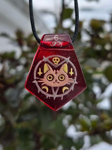 Preview pic of Lucipurrr Cute Satanic Cat Layered Glow Pendant