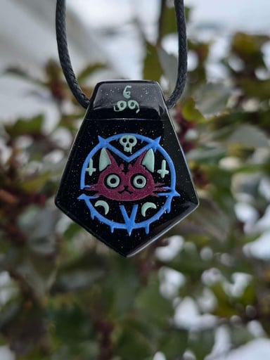 Preview pic of Cute Satanic Cat Layered Glow Pendant