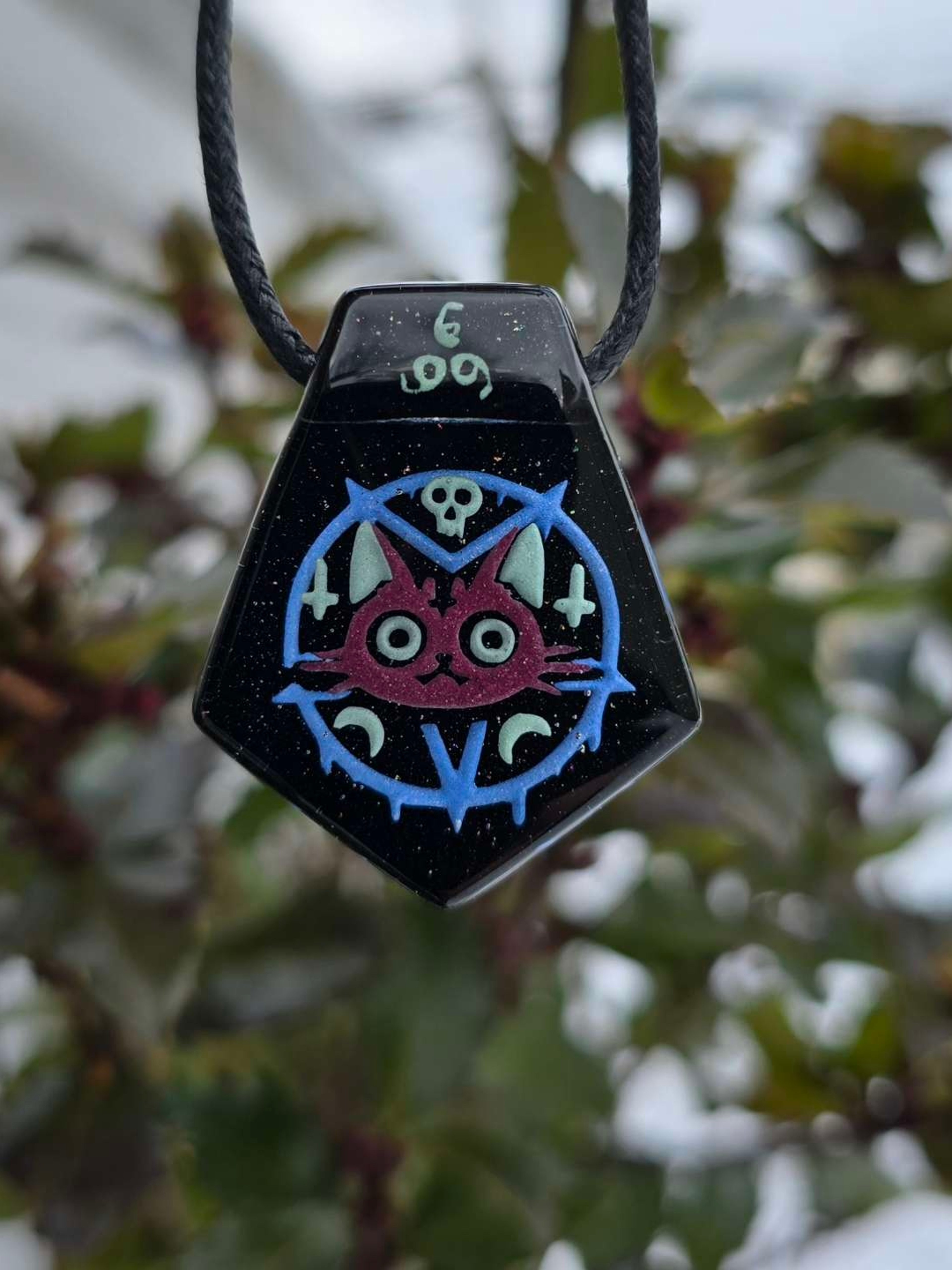 Preview pic of Cute Satanic Cat Layered Glow Pendant