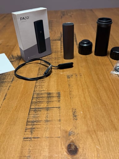 Preview pic of PAX 2  herbal vaporizer with all originals, extra mouthpiece, and hard shell travel case