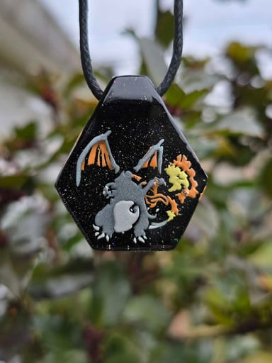 Preview pic of Seconds Shiny Charizard Layered Glow Pendant