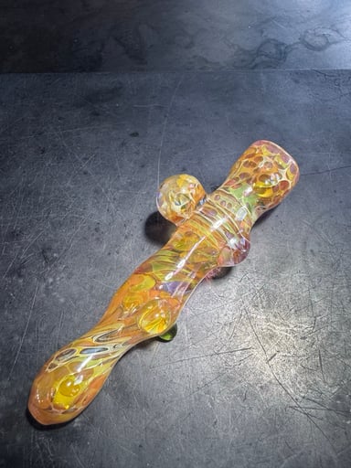 Preview pic of 1 hitter chillum silver/gold fume