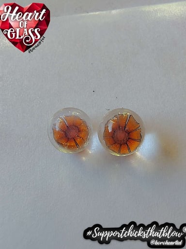 Preview pic of Orange flower murrine pearl set by Heart of Glass