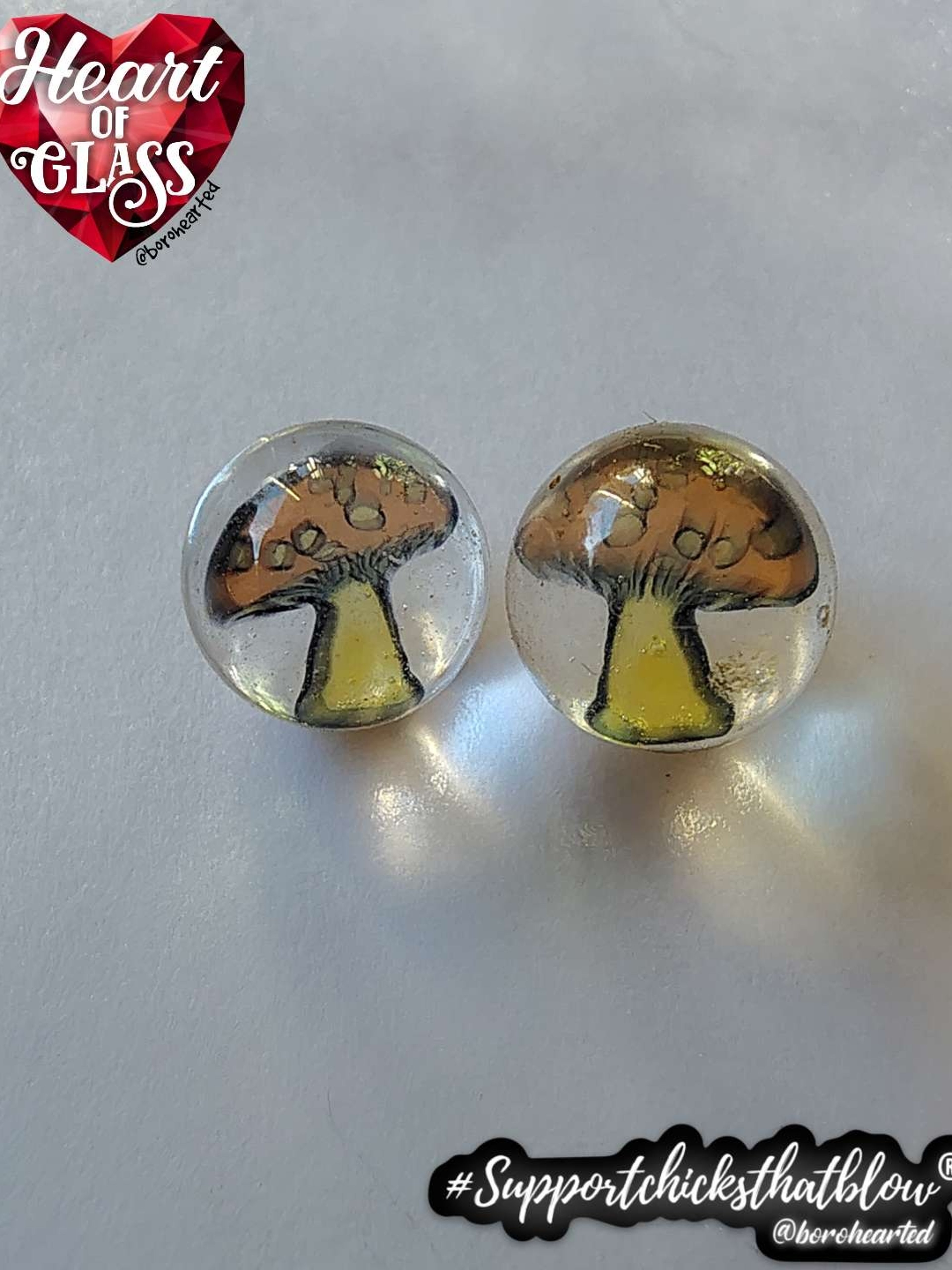 Orange mushroom Murrine pearl set by Heart of Glass image 0