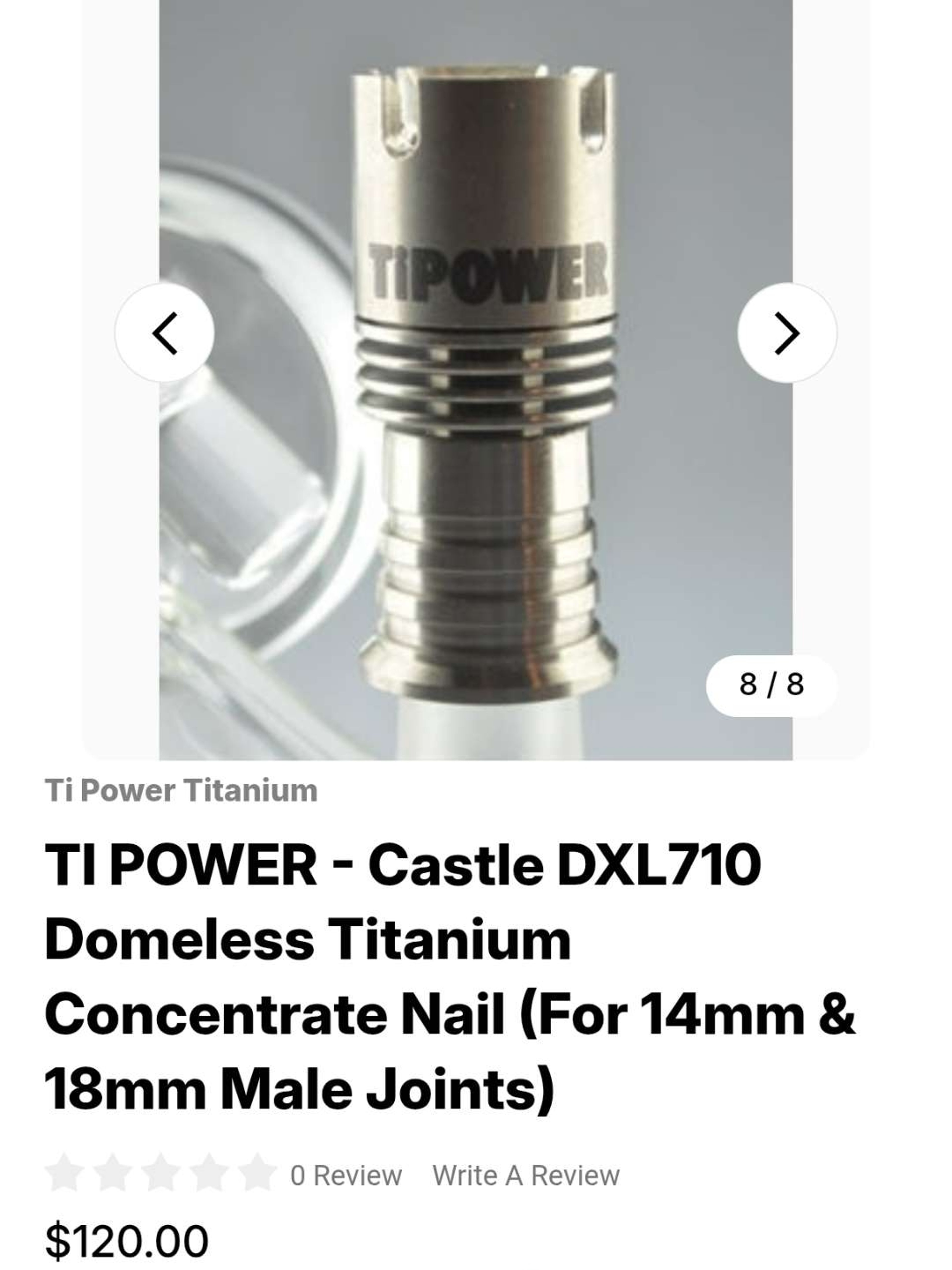 Preview pic of Domeless titanium nail for 18 and 14mm