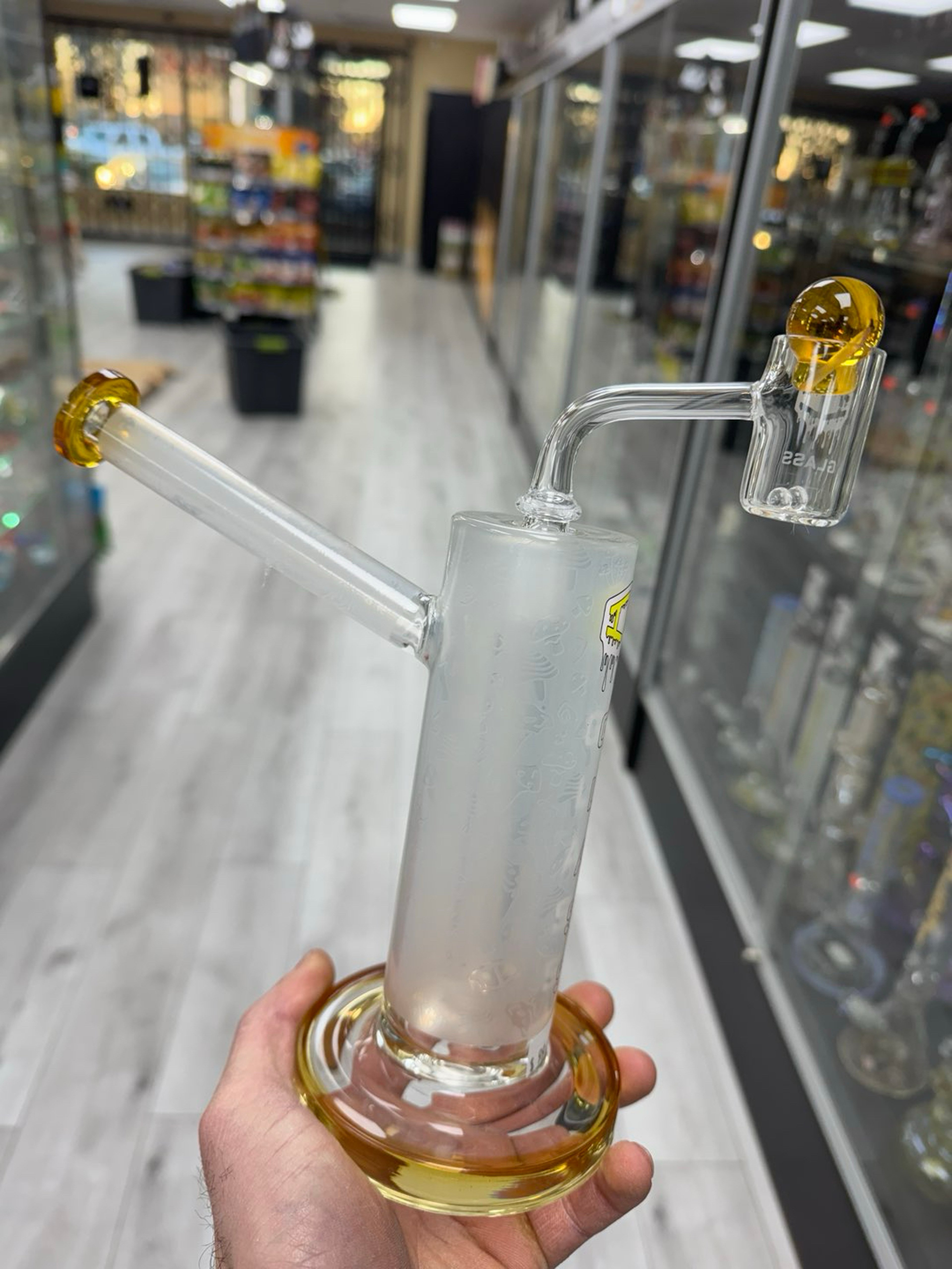 Ic glass meta morph rig with 2 pearls and spinner cap yellow image 0