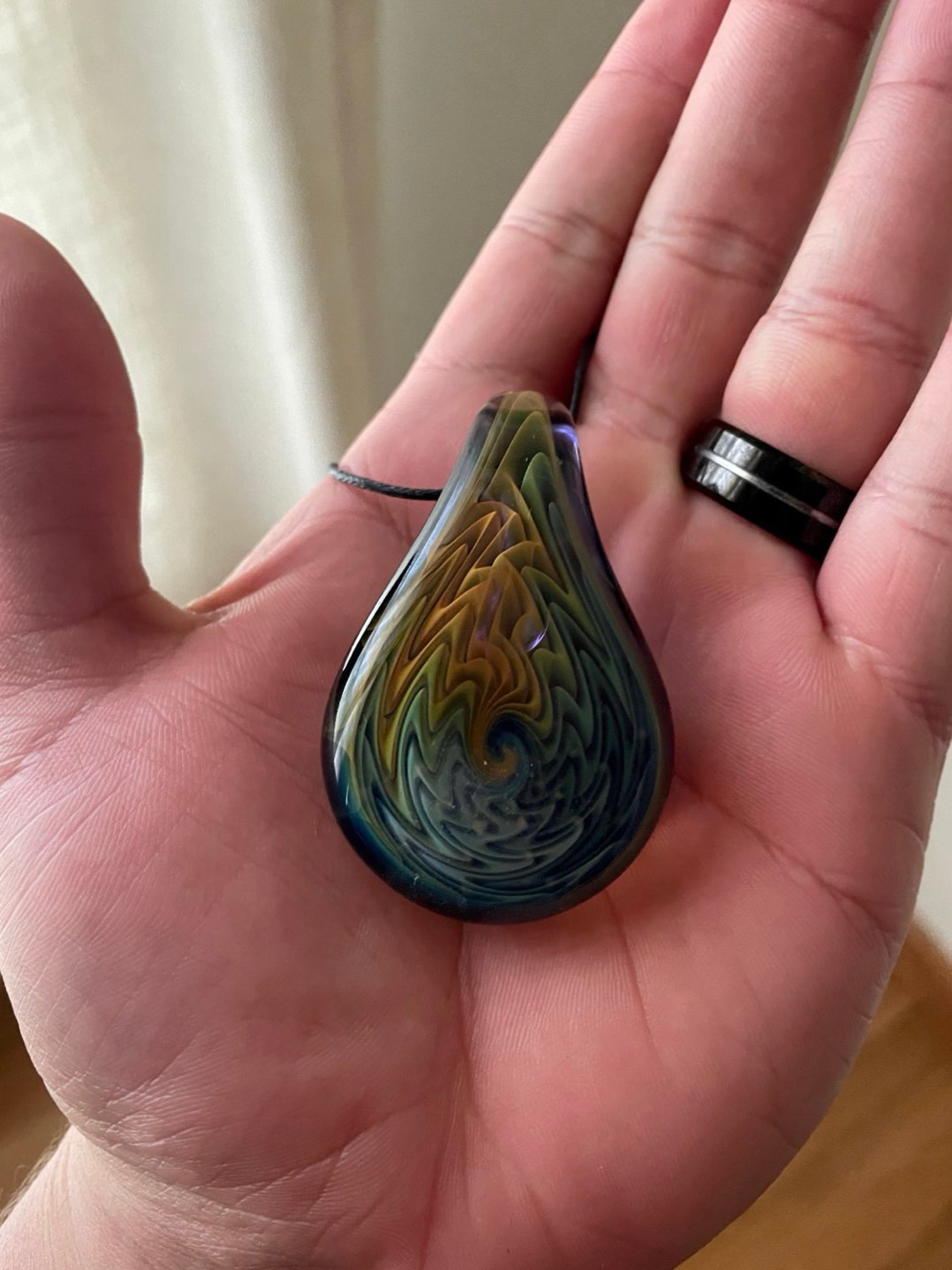 Hefe Glass Gold and Silver Fumed Pendant image 0