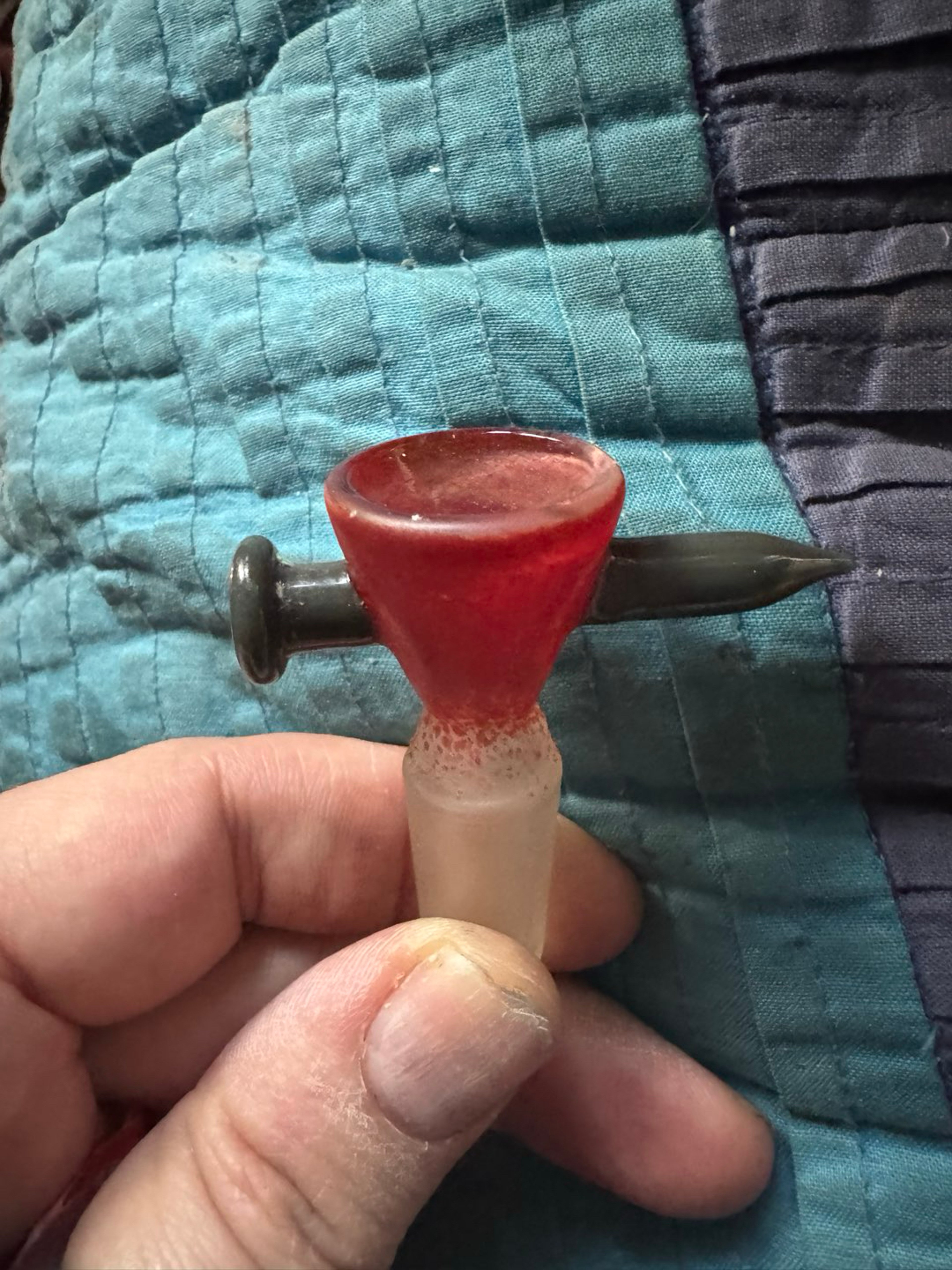 Preview pic of Muller 14mm Slide / Bowl, Red with a Gray/Silver Nail