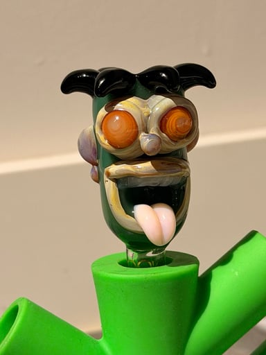 Preview pic of Heady Hand-Blown Character Bowl Piece – Cartoon Tiki Face