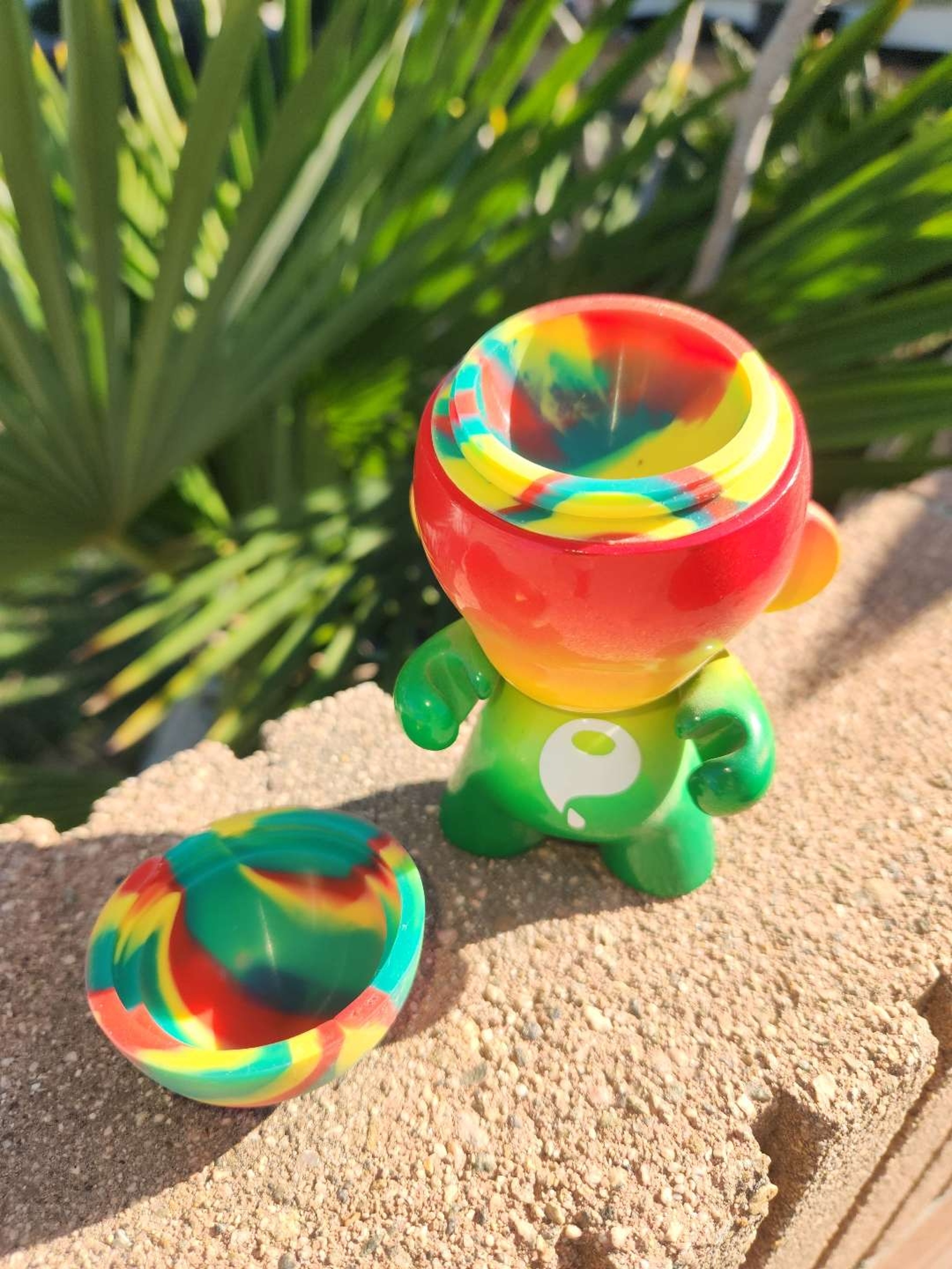 Preview pic of OIL slick Custom RASTA kid 🤖 robot Dunny Silicone Storage Ball Vinyl Figure
