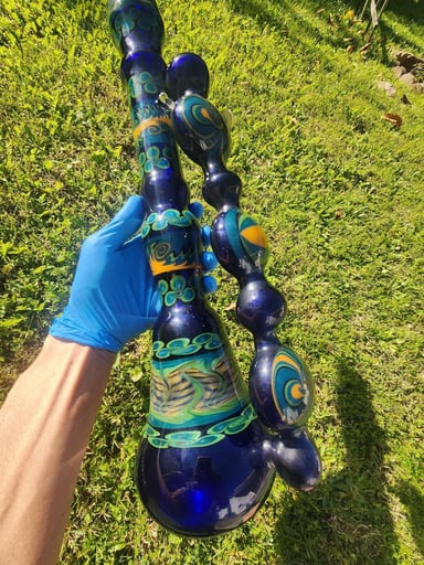 Preview pic of ARTYs Glass Oldschool 24" Cobalt Stemless Hippy Beaker