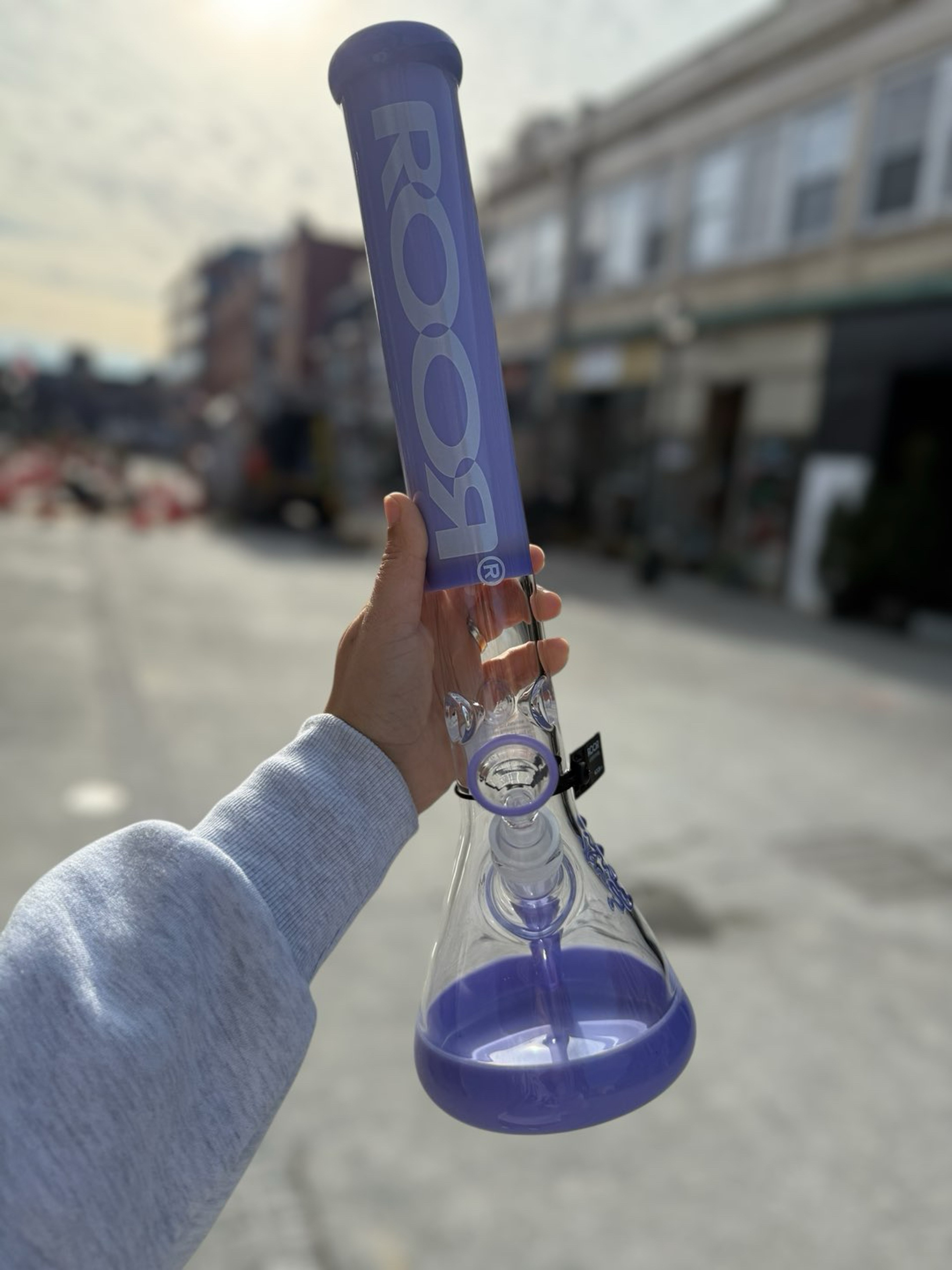 Preview pic of 18” RooR Glass Purple Classic Beaker - Milky Purple