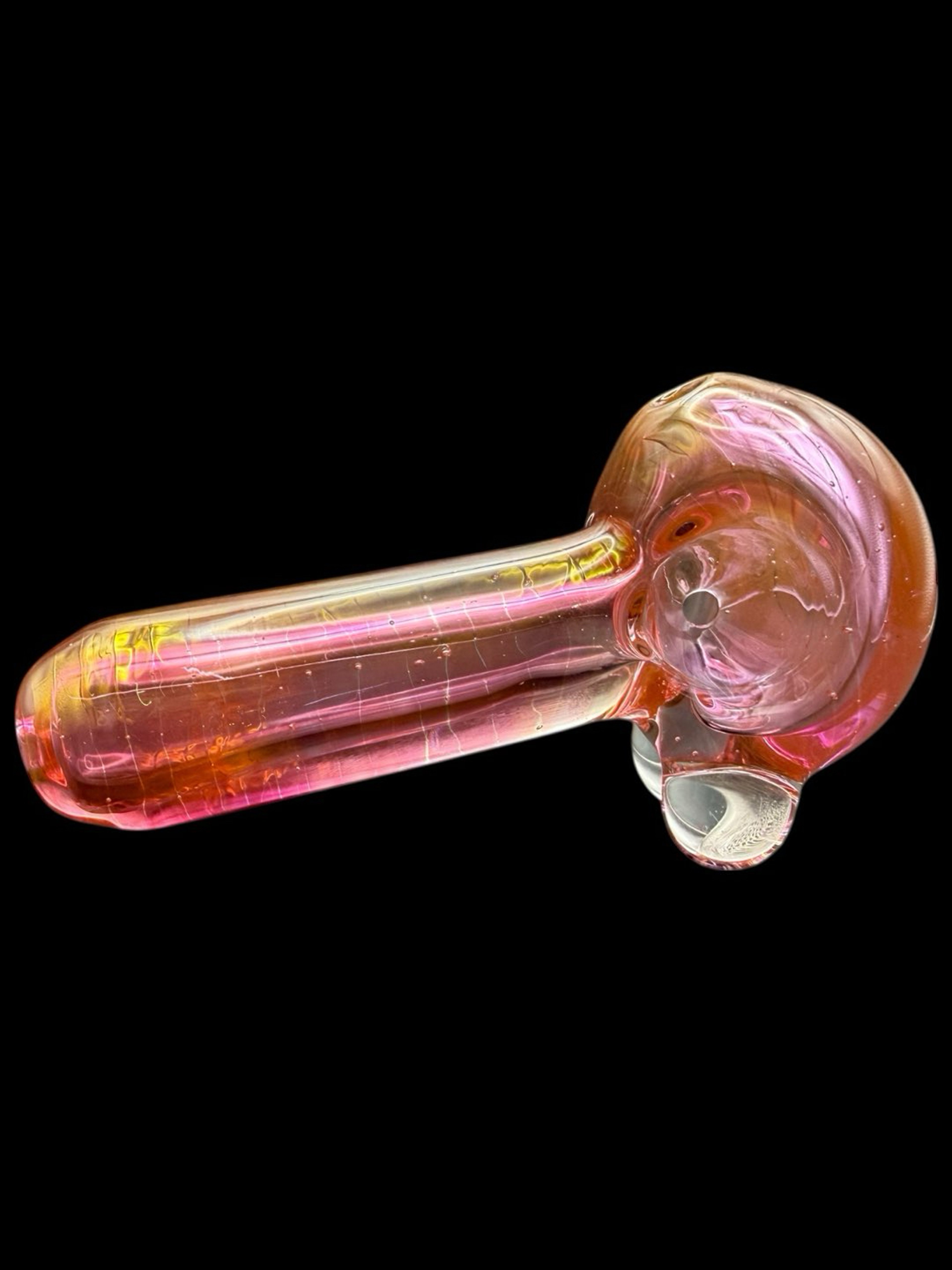 Preview pic of 5.25” Hand-Blown Pink Fumed Glass Spoon Pipe by Post Glassworks