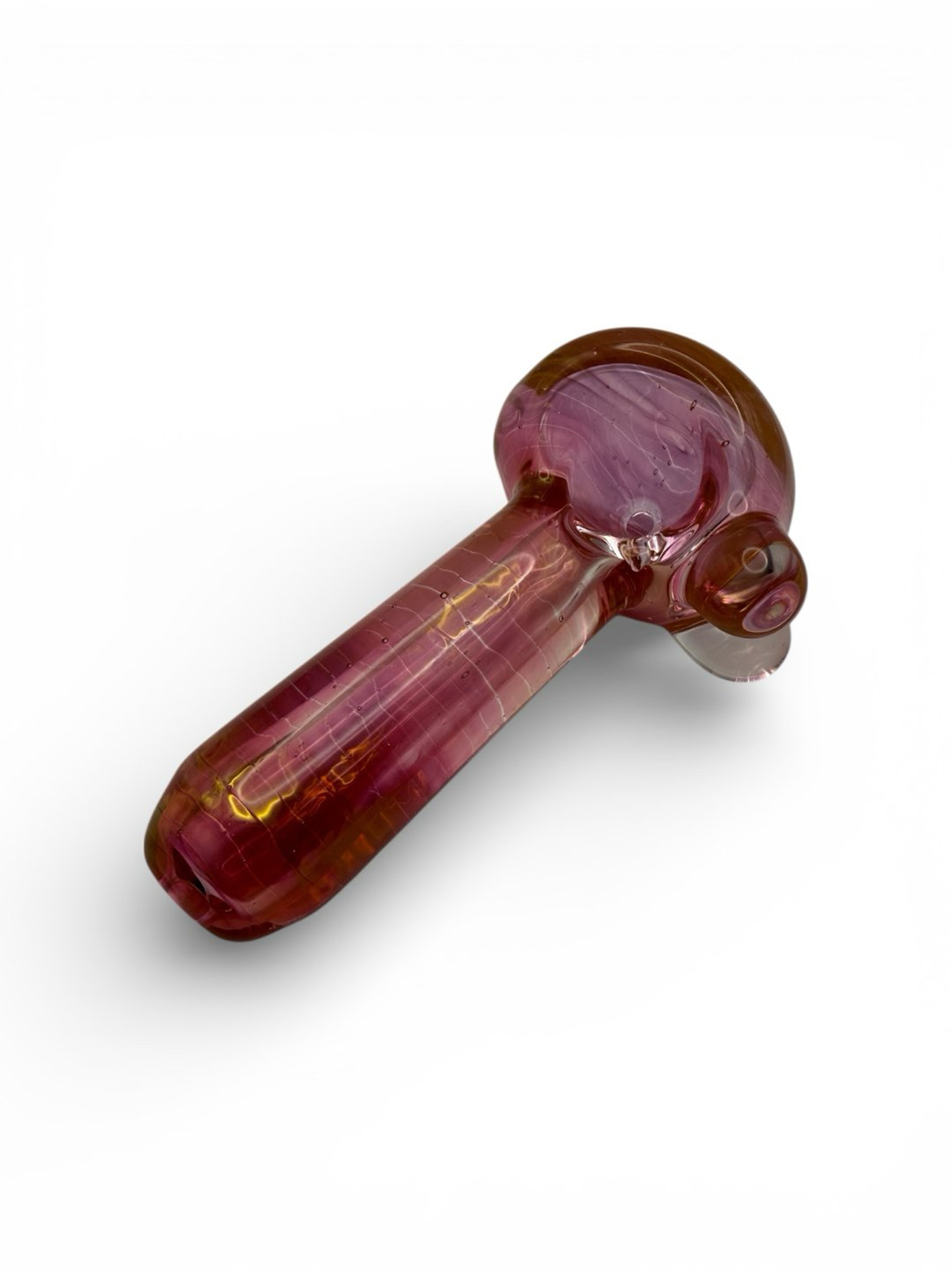 5.25” Hand-Blown Pink Fumed Glass Spoon Pipe image 0