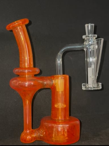 Preview pic of Greek Glass 10mm Rbr Experimental Orange Full Dab Rig Setup