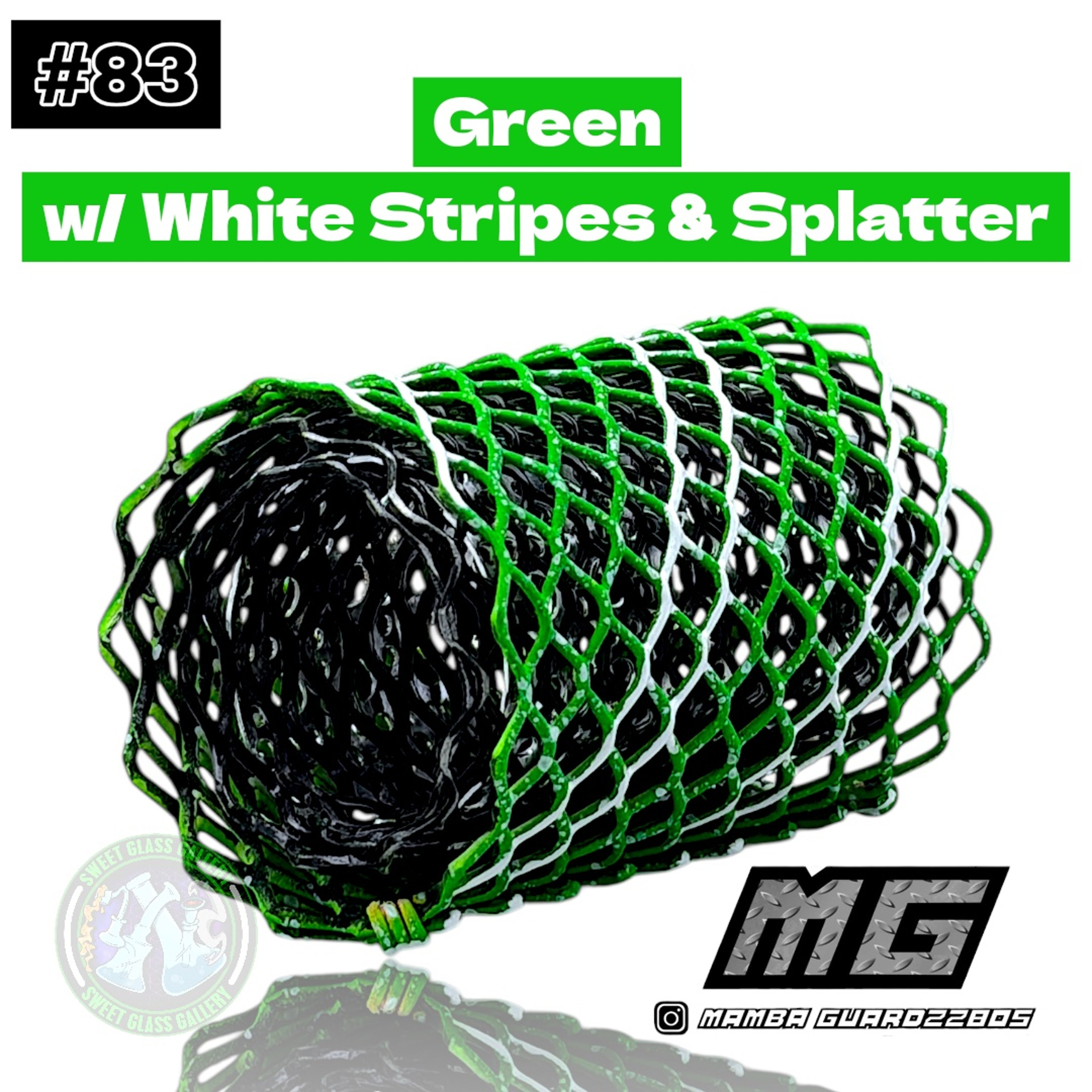 Preview pic of Mamba Guardzz - Heat Cage #83 - Blazer GT8000 Guard (Green w/ White Stripes & Splatter)