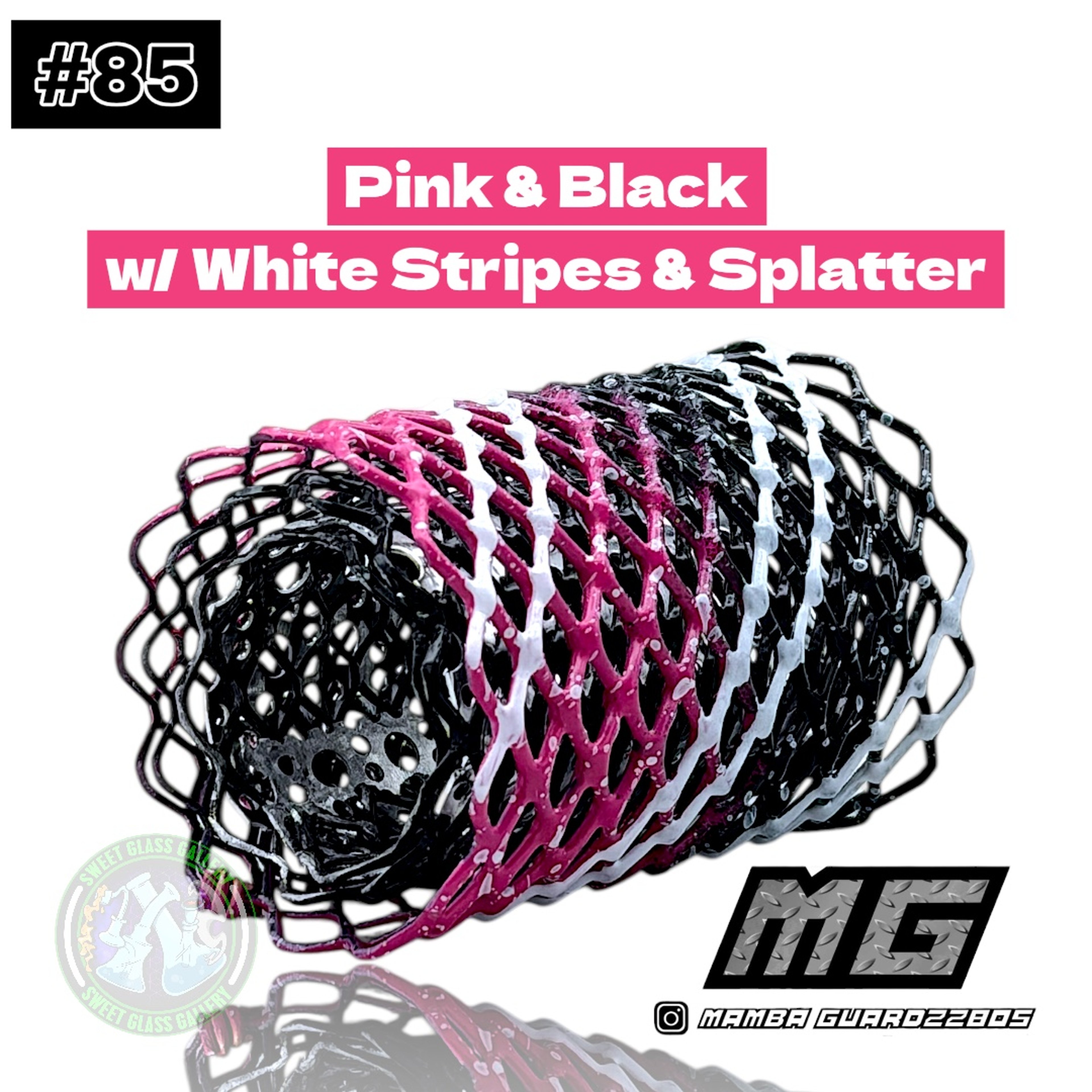 Preview pic of Mamba Guardzz - Heat Cage #85 - Blazer GT8000 Guard (Pink & Black w/ White Stripes & Splatter)