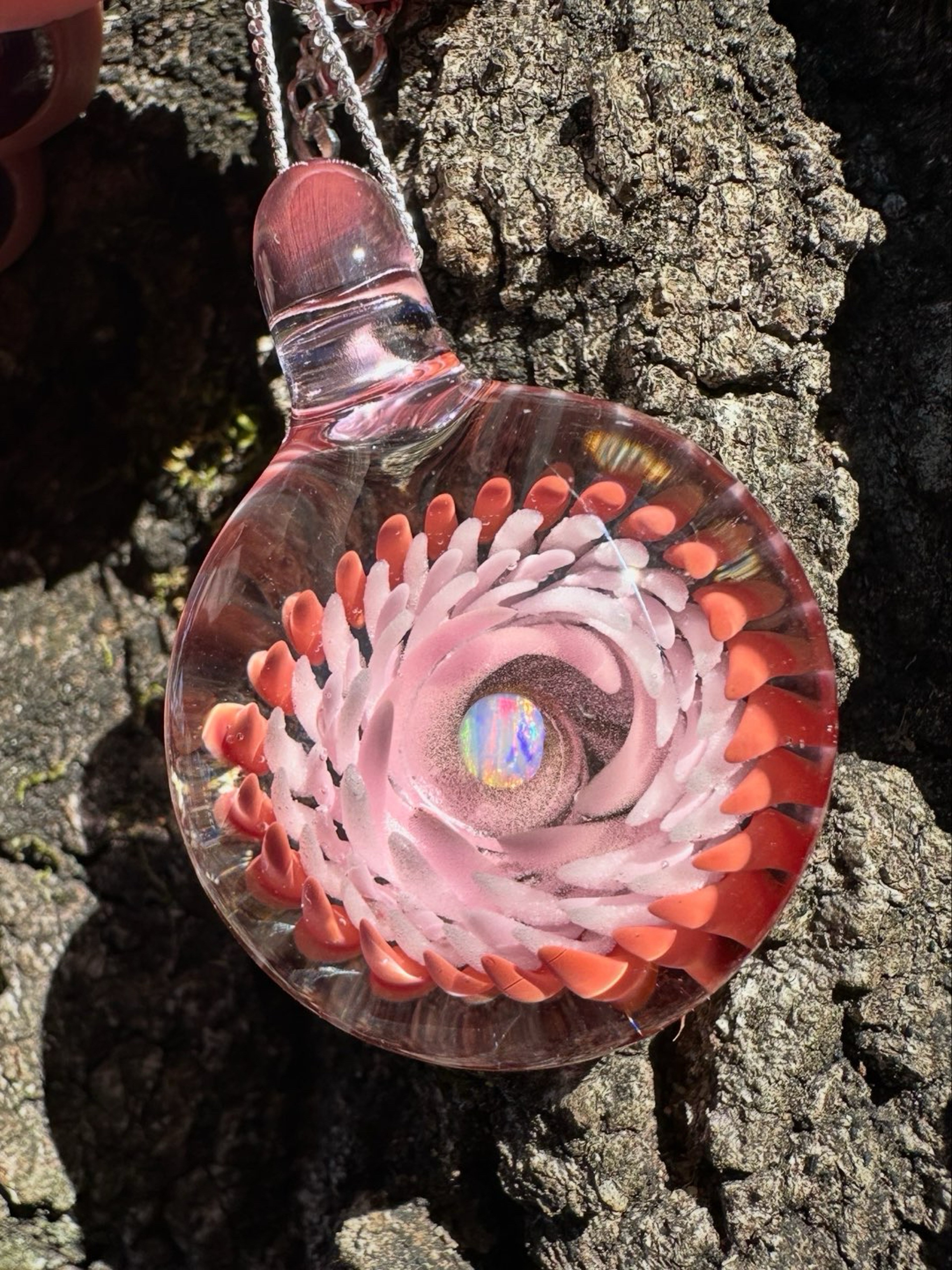 Glow-in-the-dark Pink Opal Implosion Pendant image 0