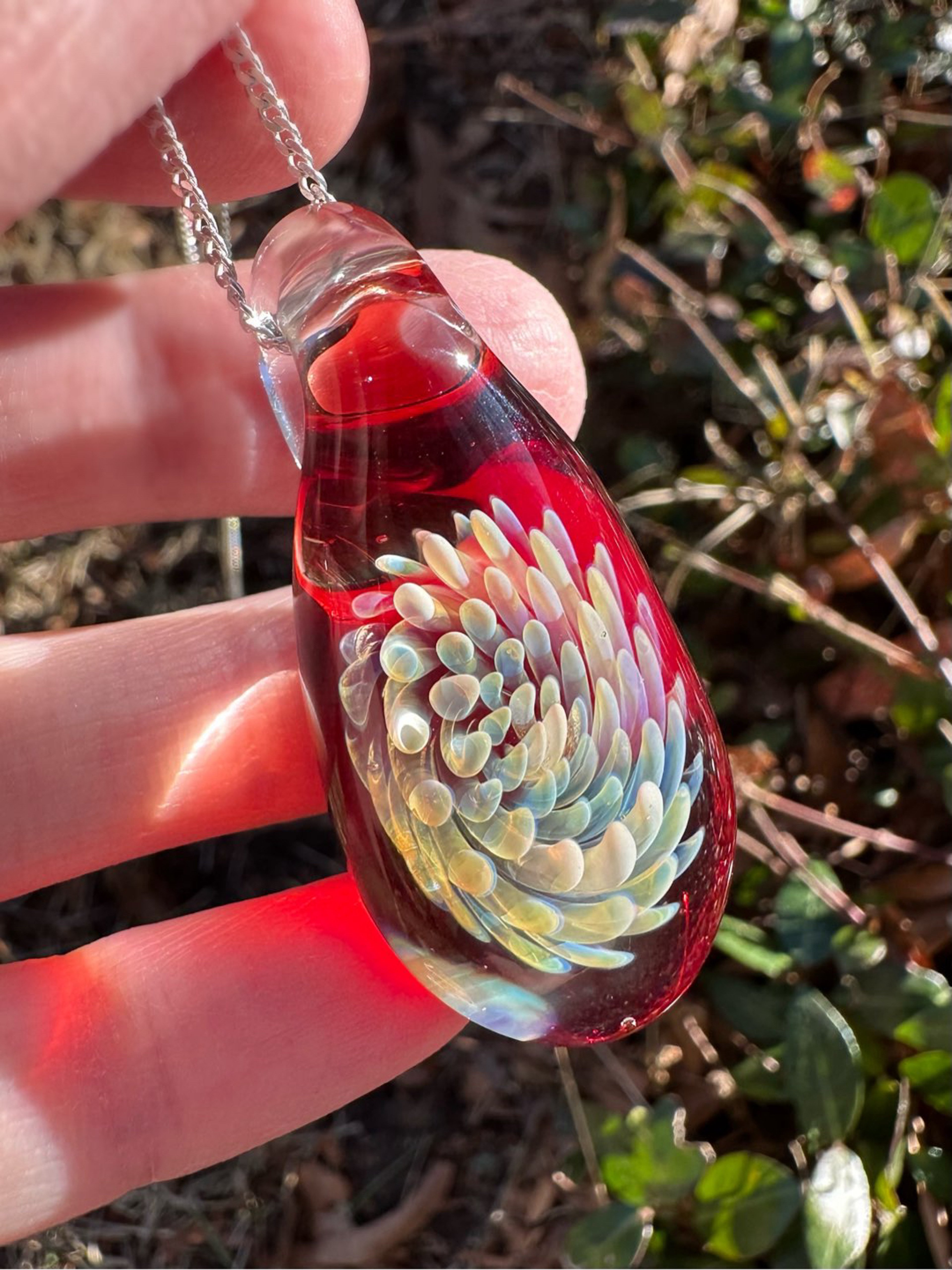 Silver Fume Implosion Teardrop Pendant image 0