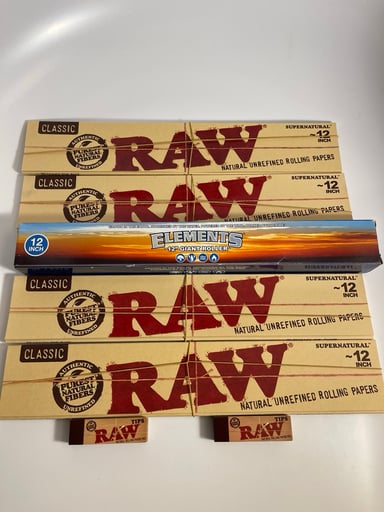 Preview pic of 12” 1 Foot Long Giant Elements Joint Roller & Raw Rolling Papers Raw Tips