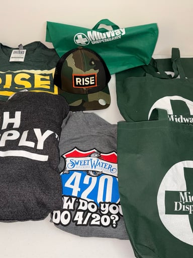 Preview pic of Dispensary Hoodie Hat T-Shirt Tote Bags Swag Midway Rise High Supply