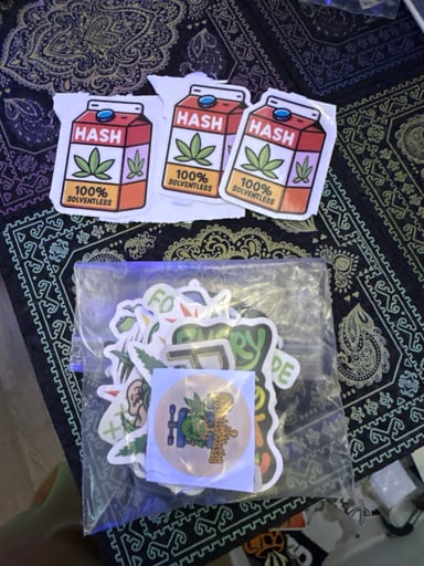 Preview pic of 3 100% solventless stickers comes with random sticker pack 15 random stickers