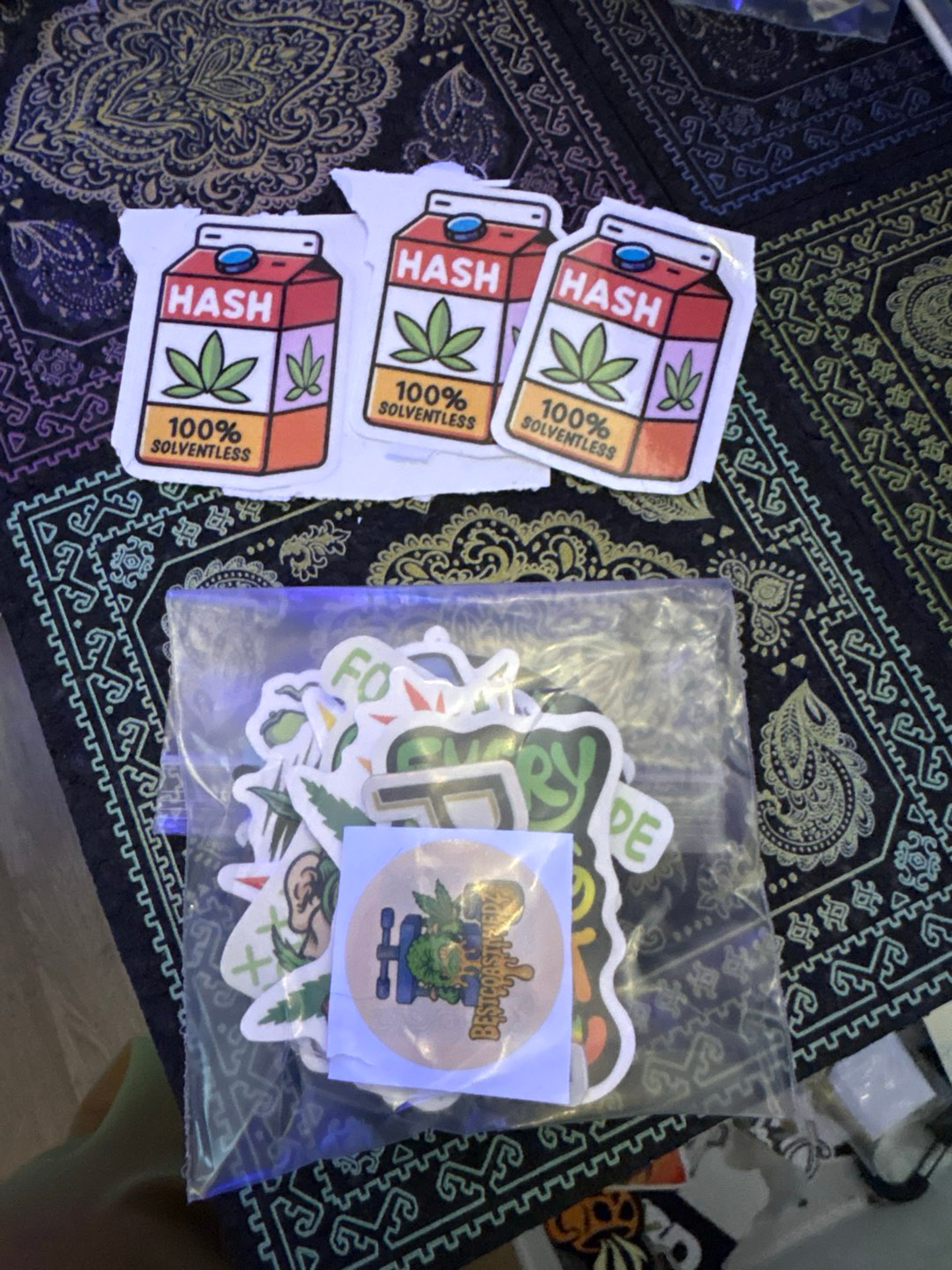 Preview pic of 3 100% solventless stickers comes with random sticker pack 15 random stickers