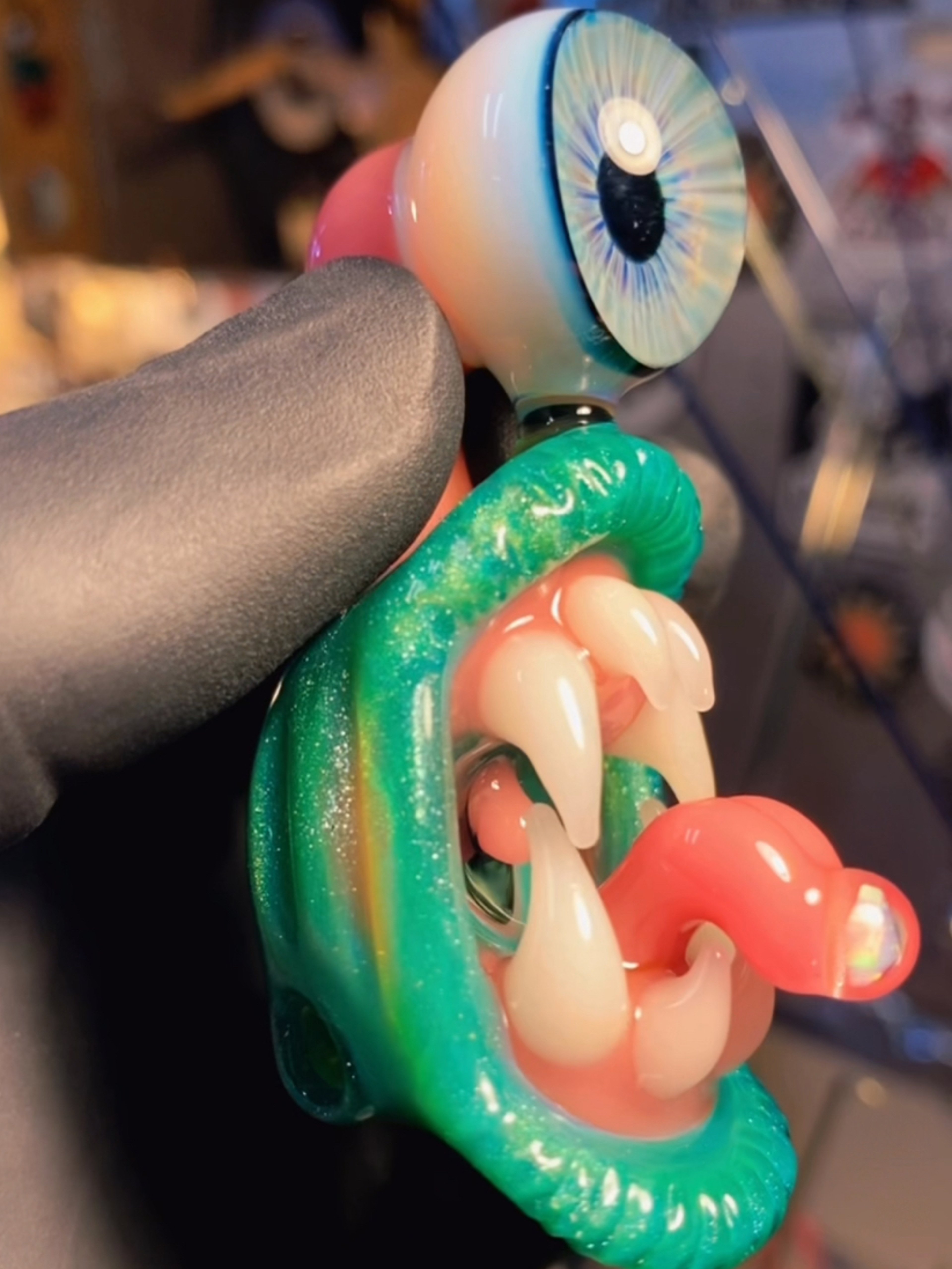 Green sparkle monster pendant image 0