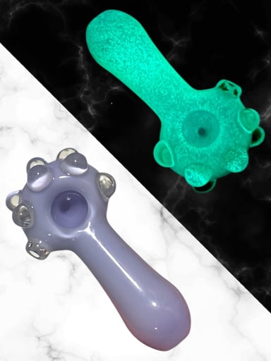 Preview pic of Glow in the Dark 🌟 Marbled Hand Pipe in Purple