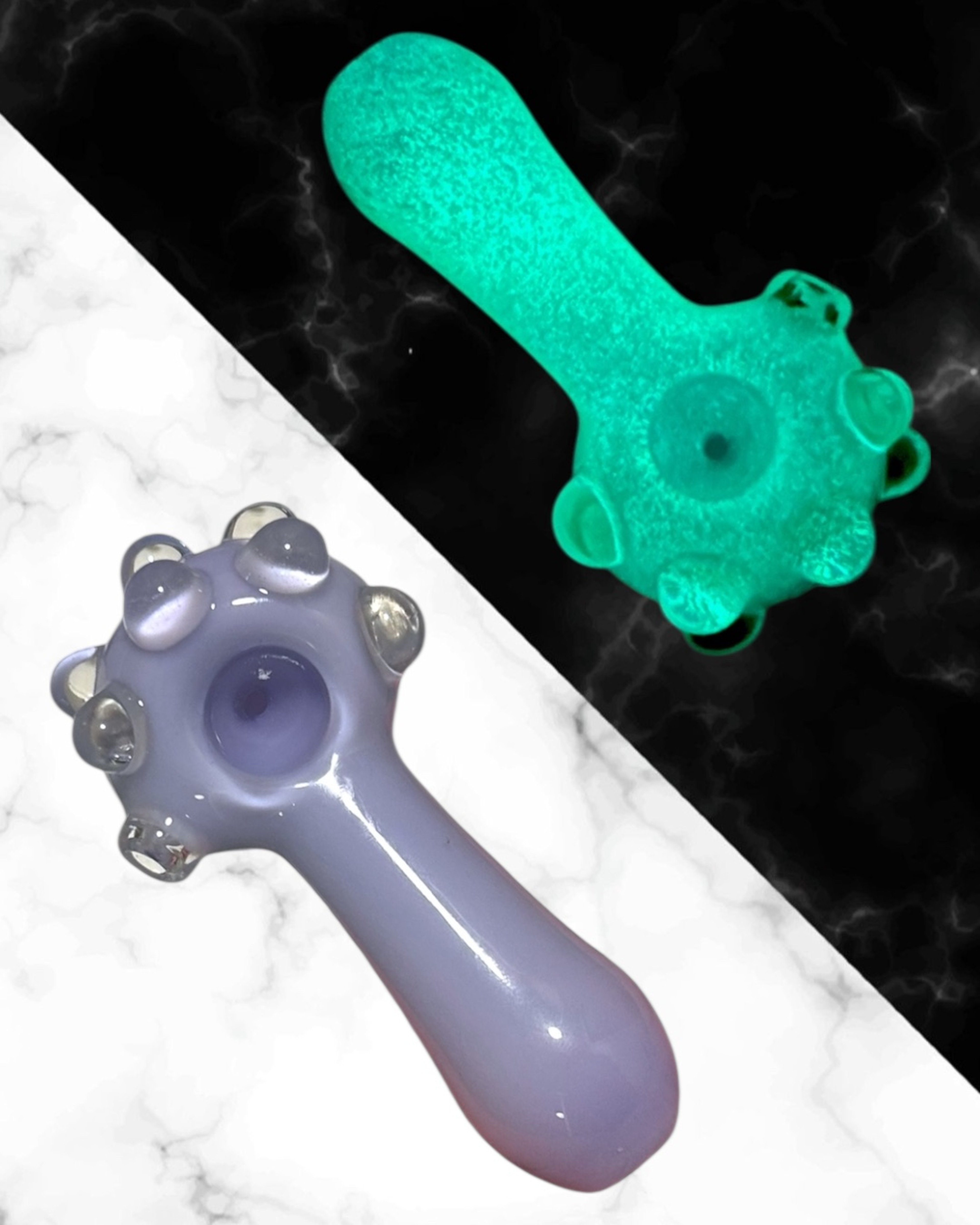 Preview pic of Glow in the Dark 🌟 Marbled Hand Pipe in Purple